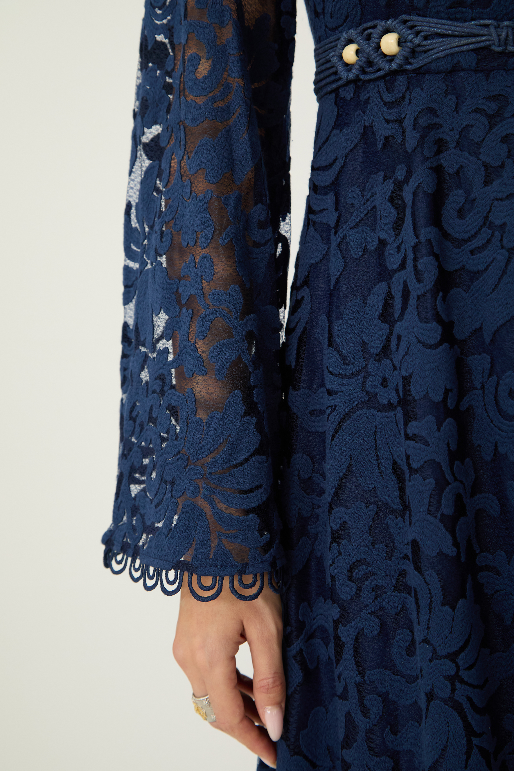 Ethereal Love Blue Sheer Floral Lace Maxi Dress