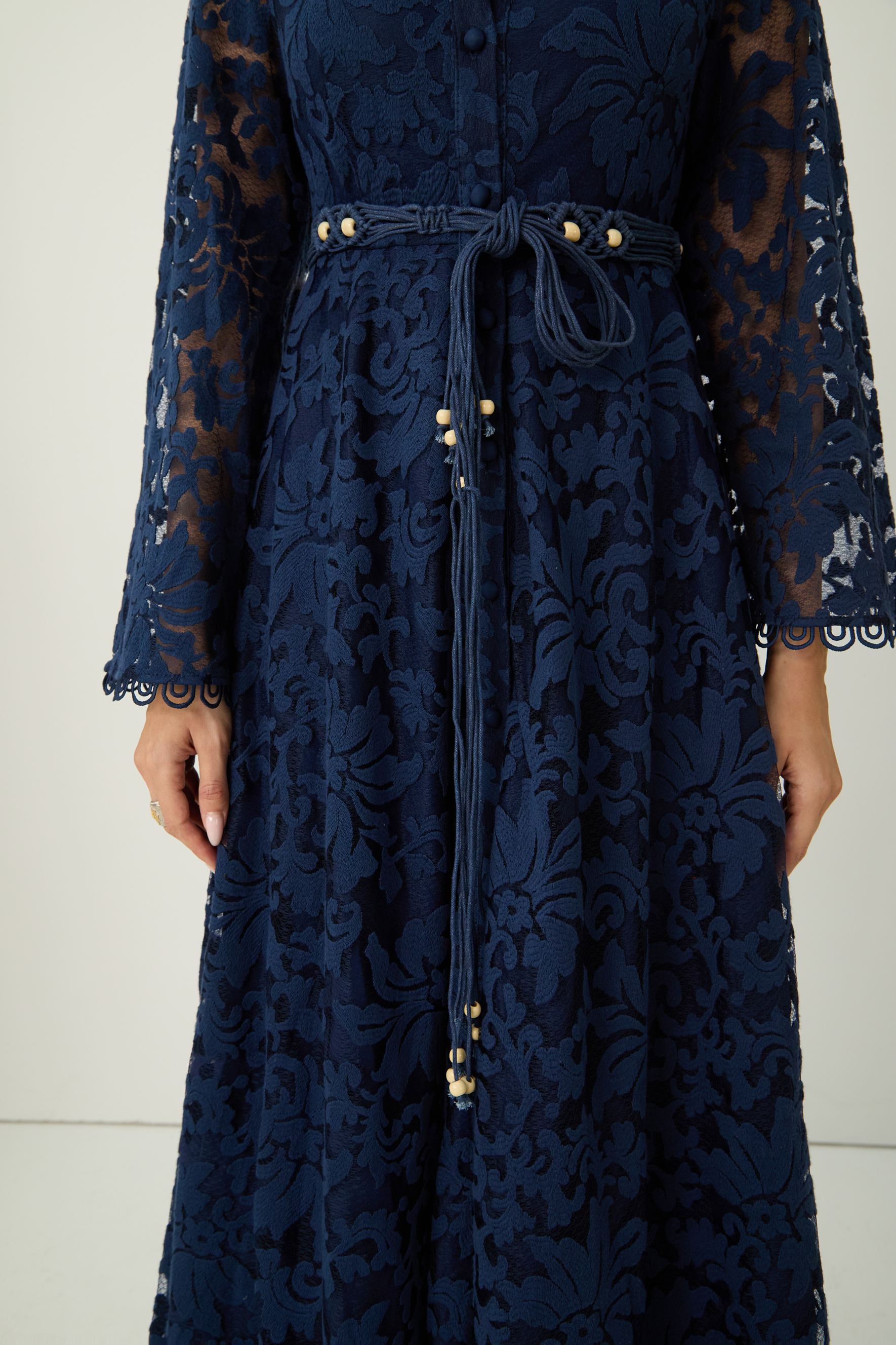 Ethereal Love Blue Sheer Floral Lace Maxi Dress