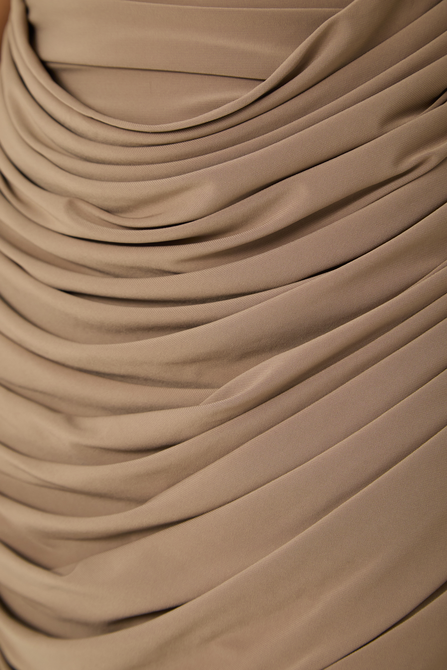 Nightlife Icon Brown Cropped Draped Top & Ruched Skirt Set