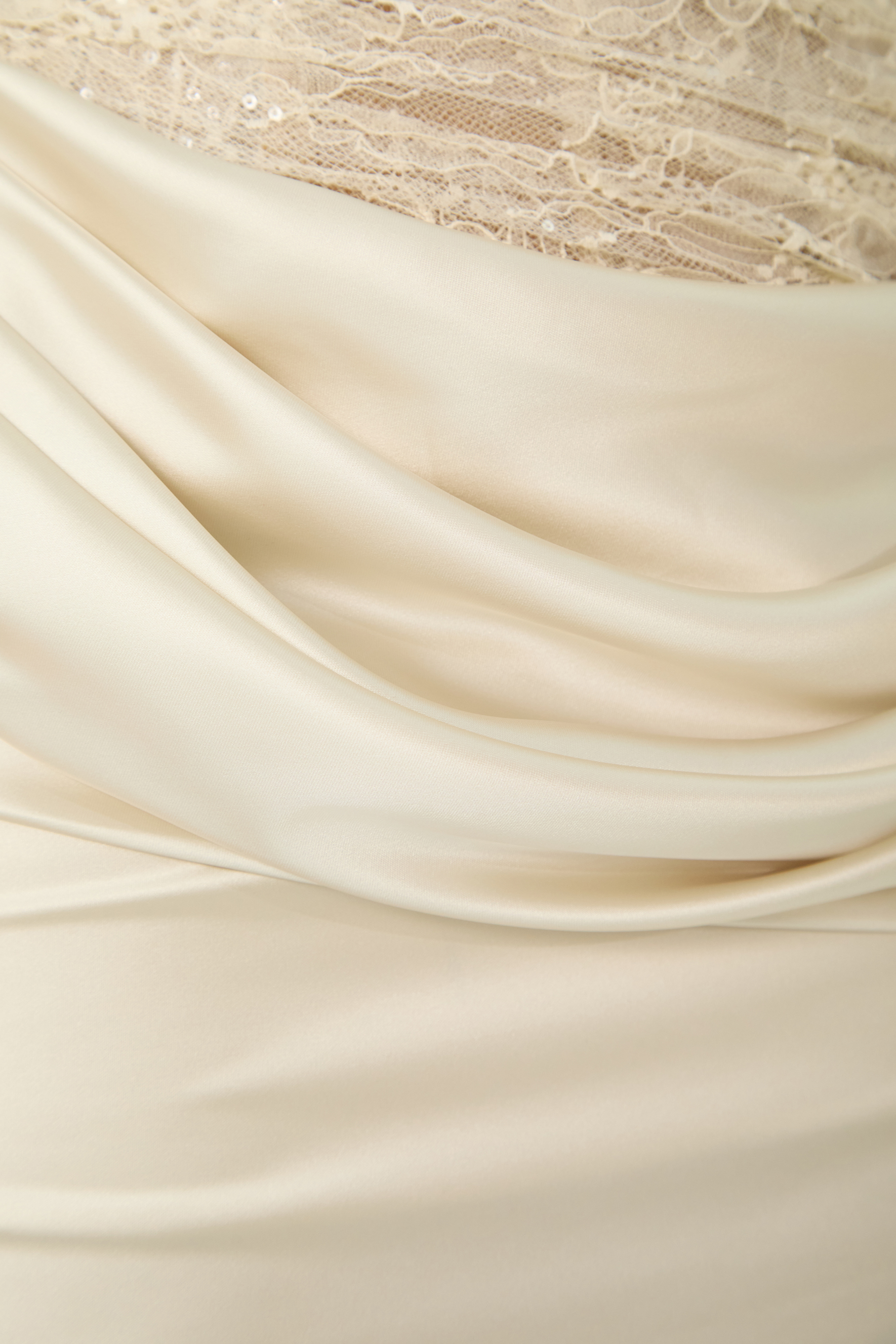 Love Potion Beige Strapless Lace Corset Maxi Dress