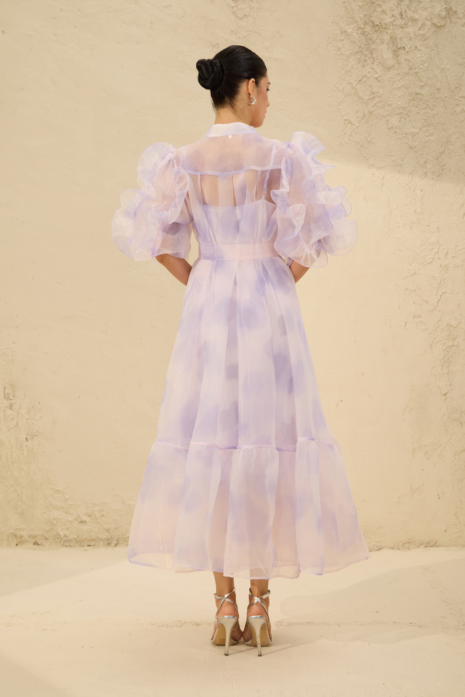 Dream Kiss Purple Puff Sleeve Ruffle Maxi Dress