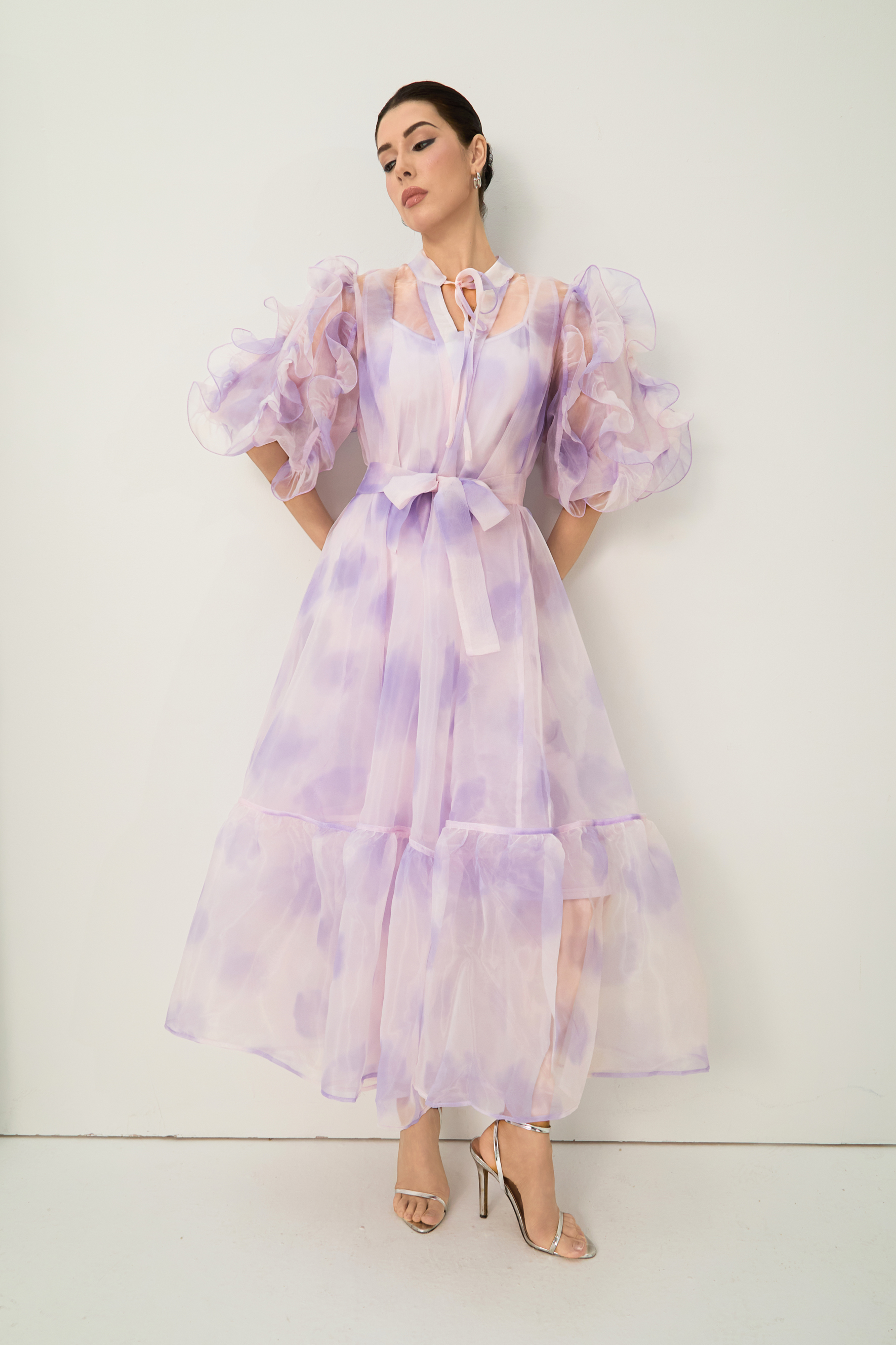 Dream Kiss Purple Puff Sleeve Ruffle Maxi Dress