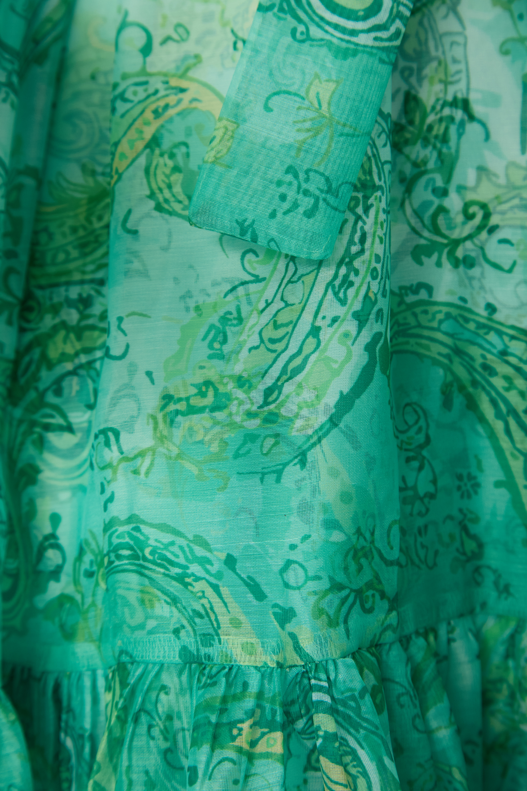 Wait For Me Green Paisley Print Long Sleeve Maxi Dress