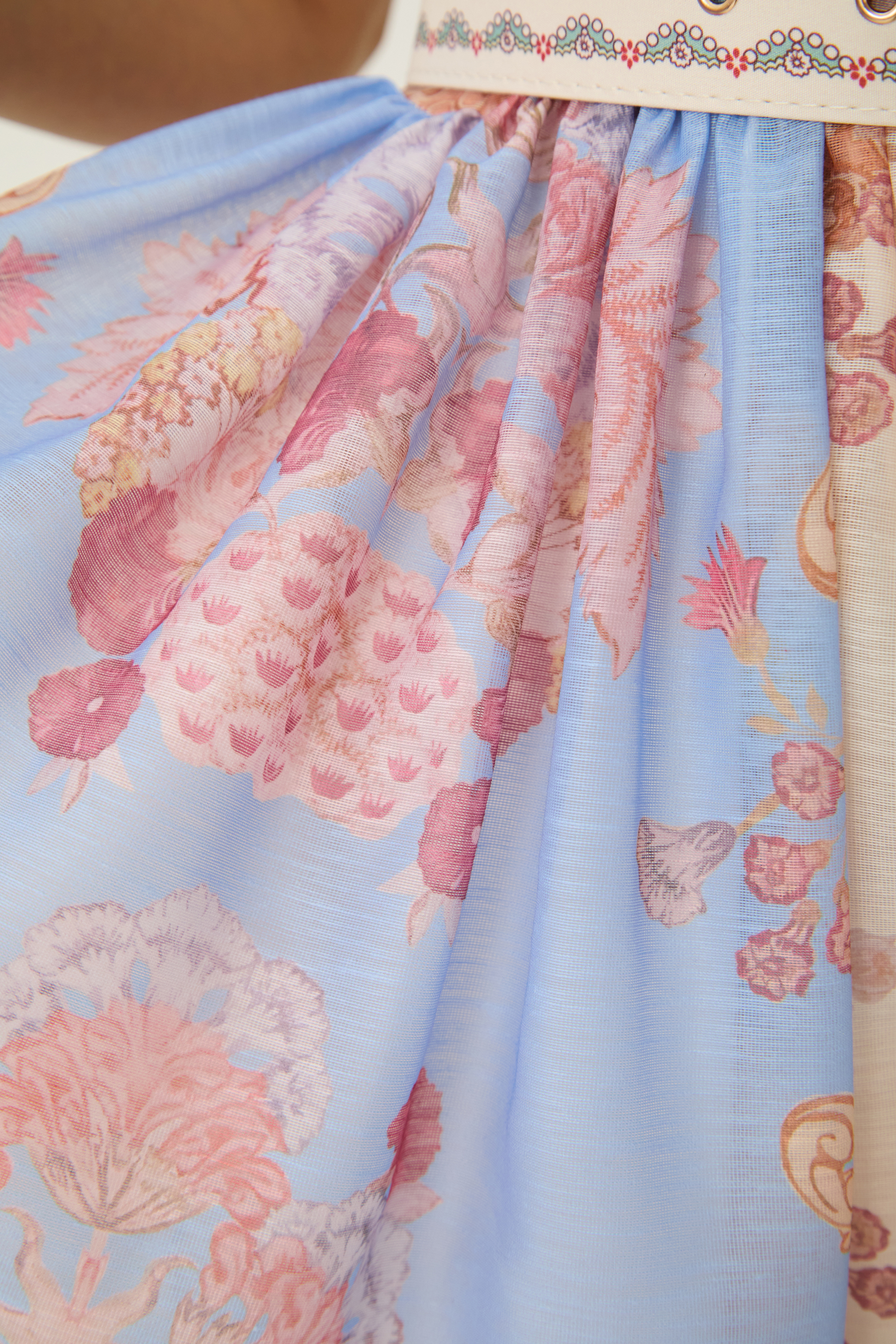 Nocturnal Muse Blue Paisley Print Puff Sleeve Midi Dress