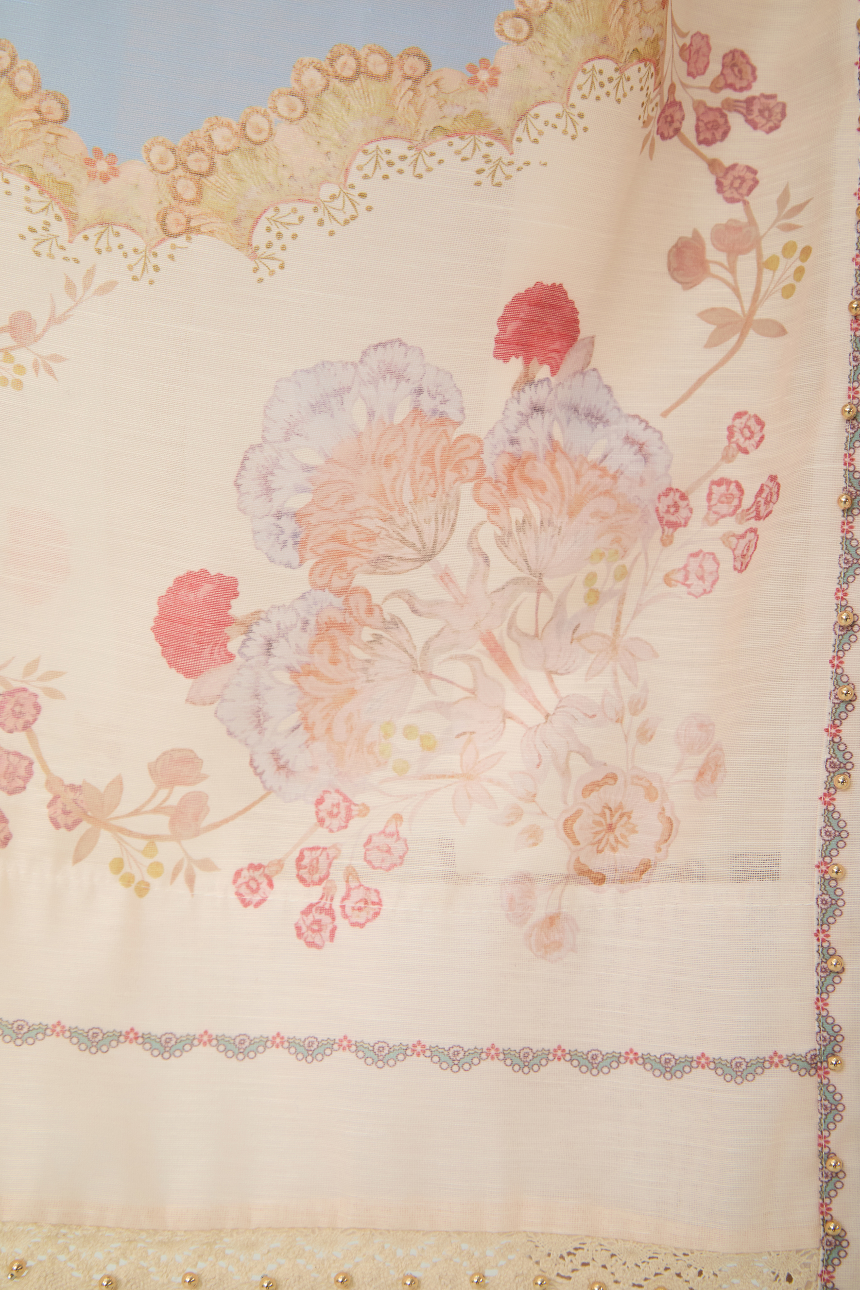 Nocturnal Muse Blue Paisley Print Puff Sleeve Midi Dress