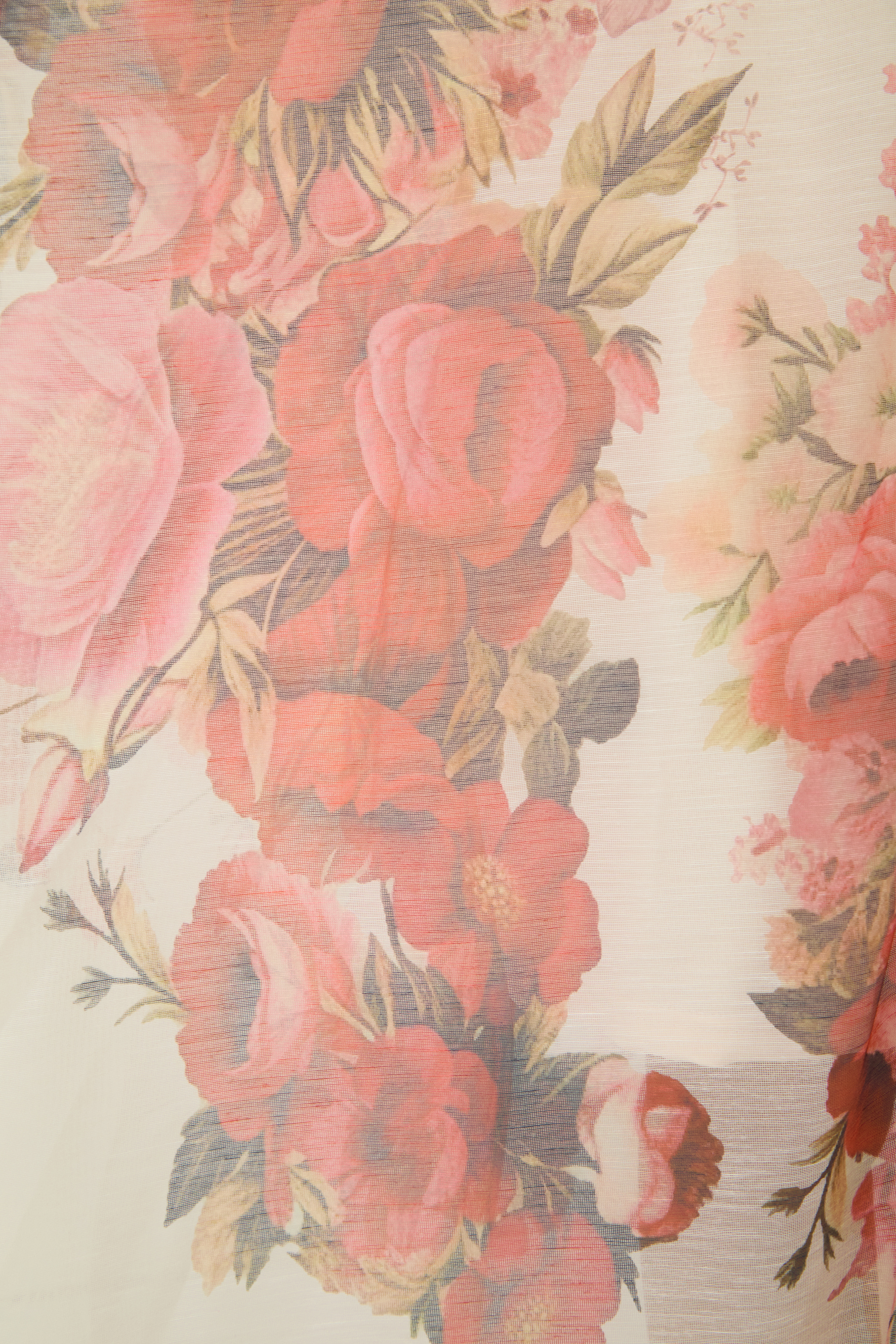 Lady Exclusive Pink Floral Print Semi-sheer Midi Dress