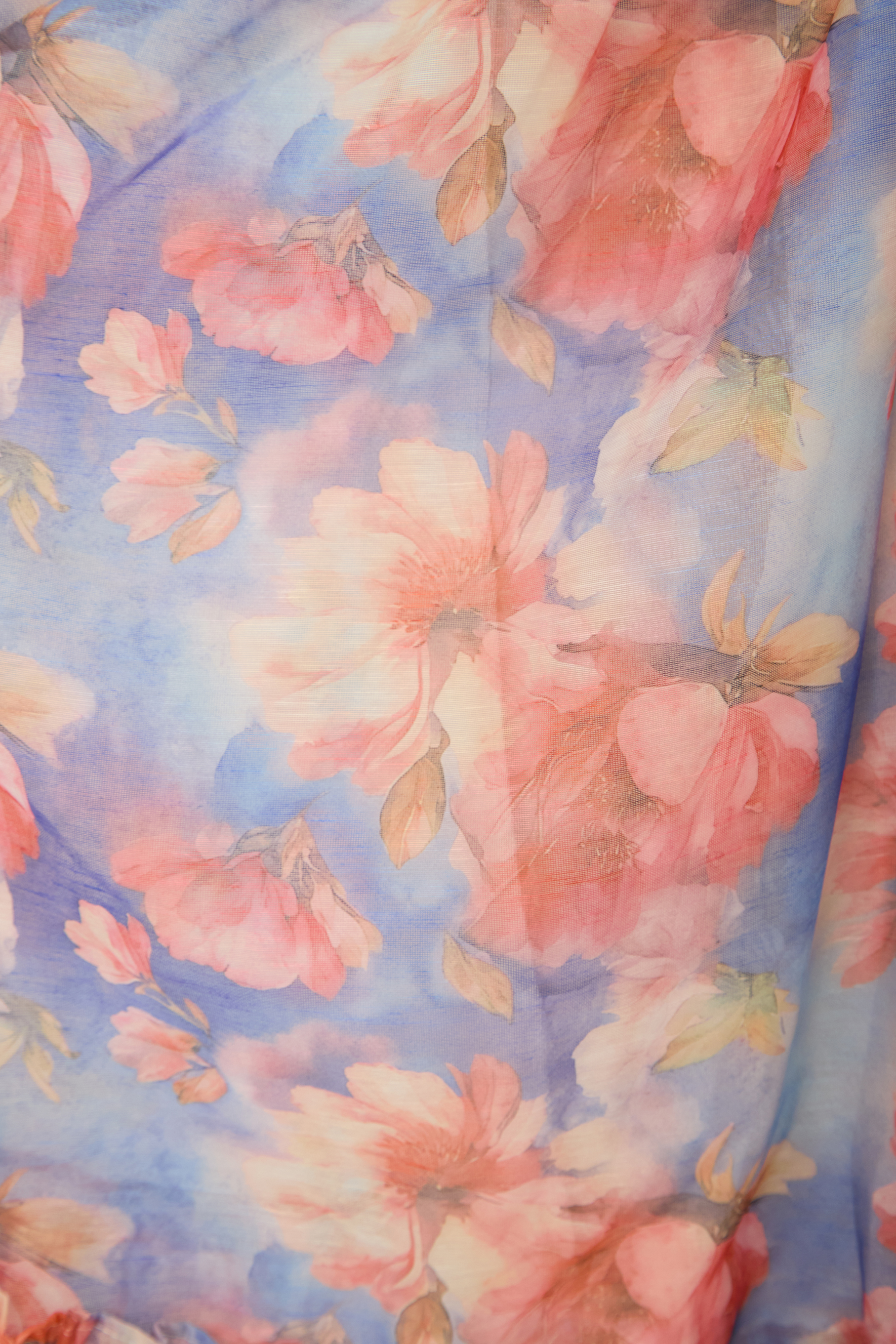 Vivid Allure Multi Floral Print Lace Trim Maxi Dress