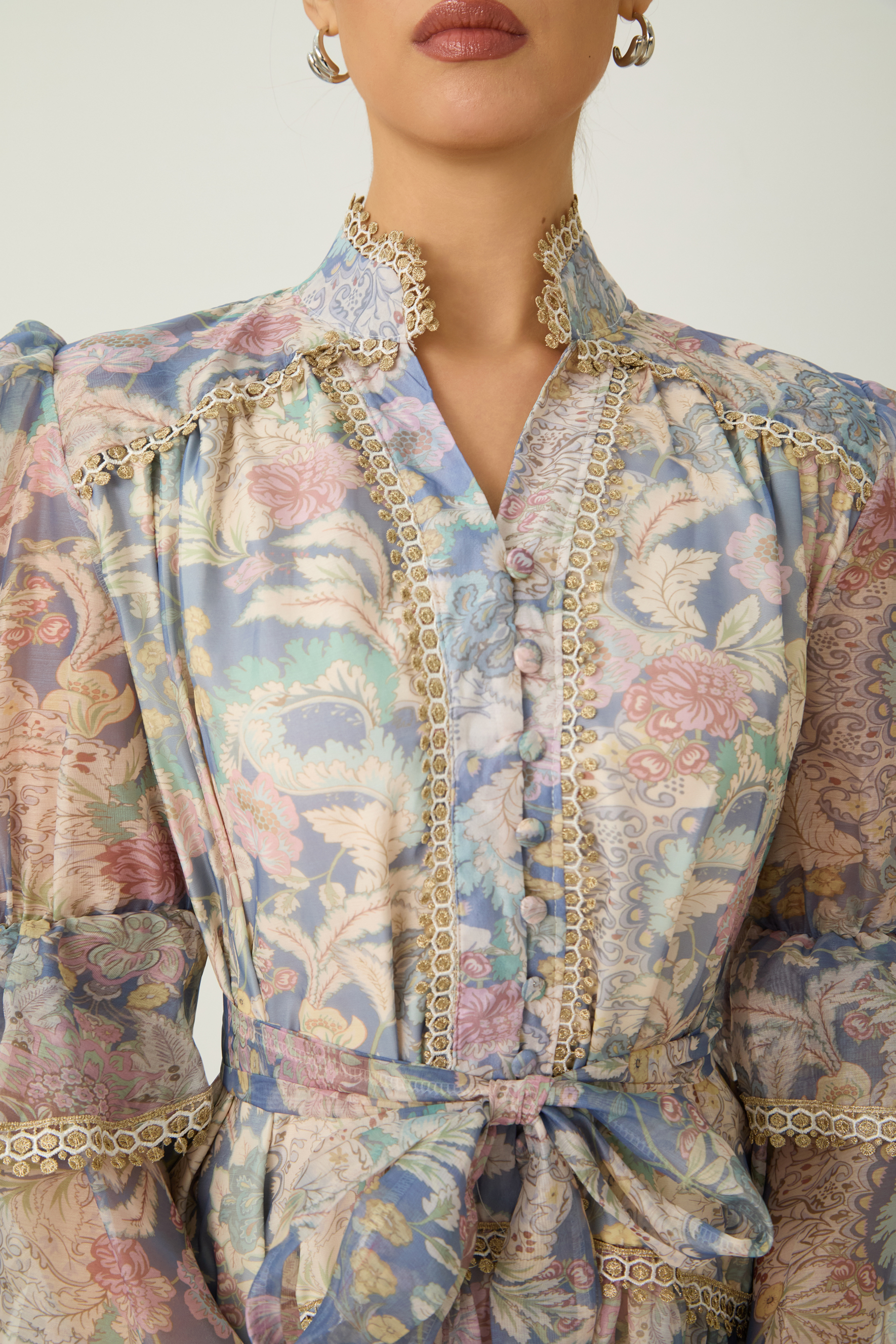 Romance That Wows Multi Floral Print Layered Sleeve Midi Dress