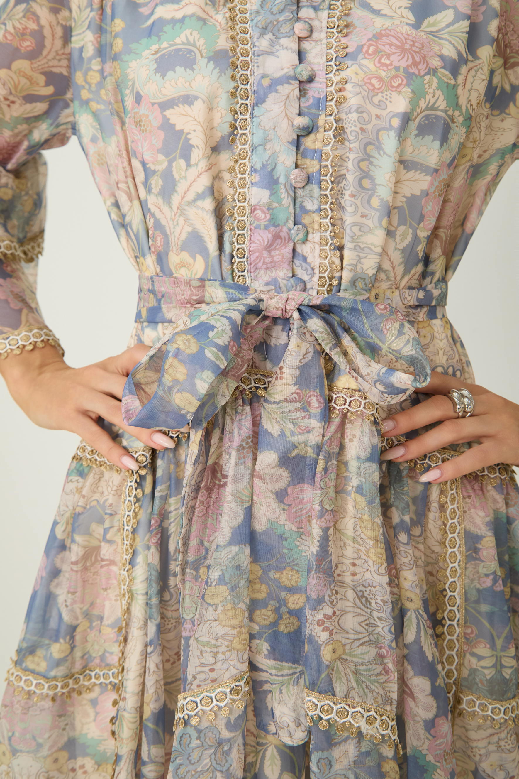 Romance That Wows Multi Floral Print Layered Sleeve Midi Dress