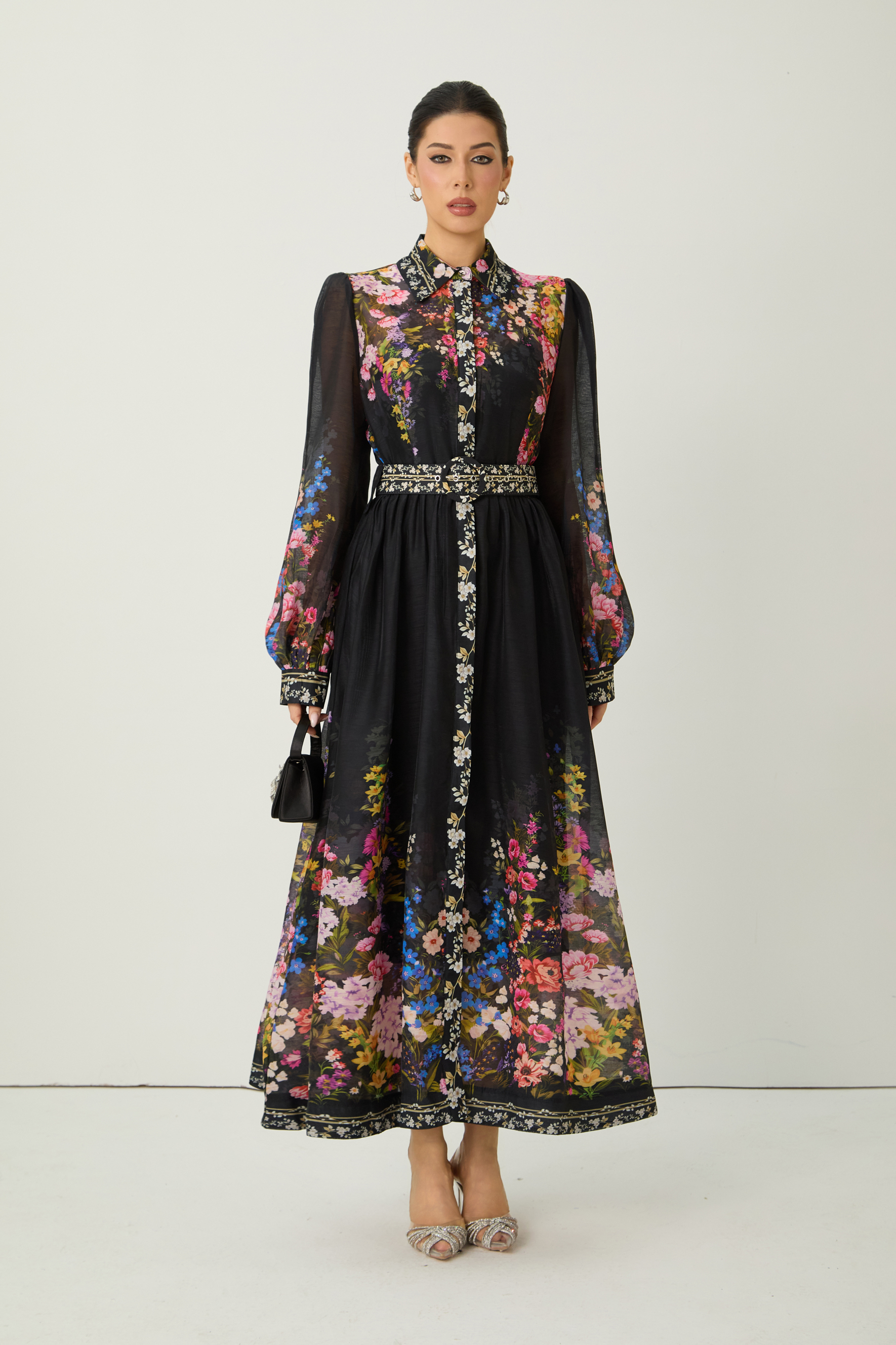 Special Moment Black Floral Print Long Sleeve Maxi Dress