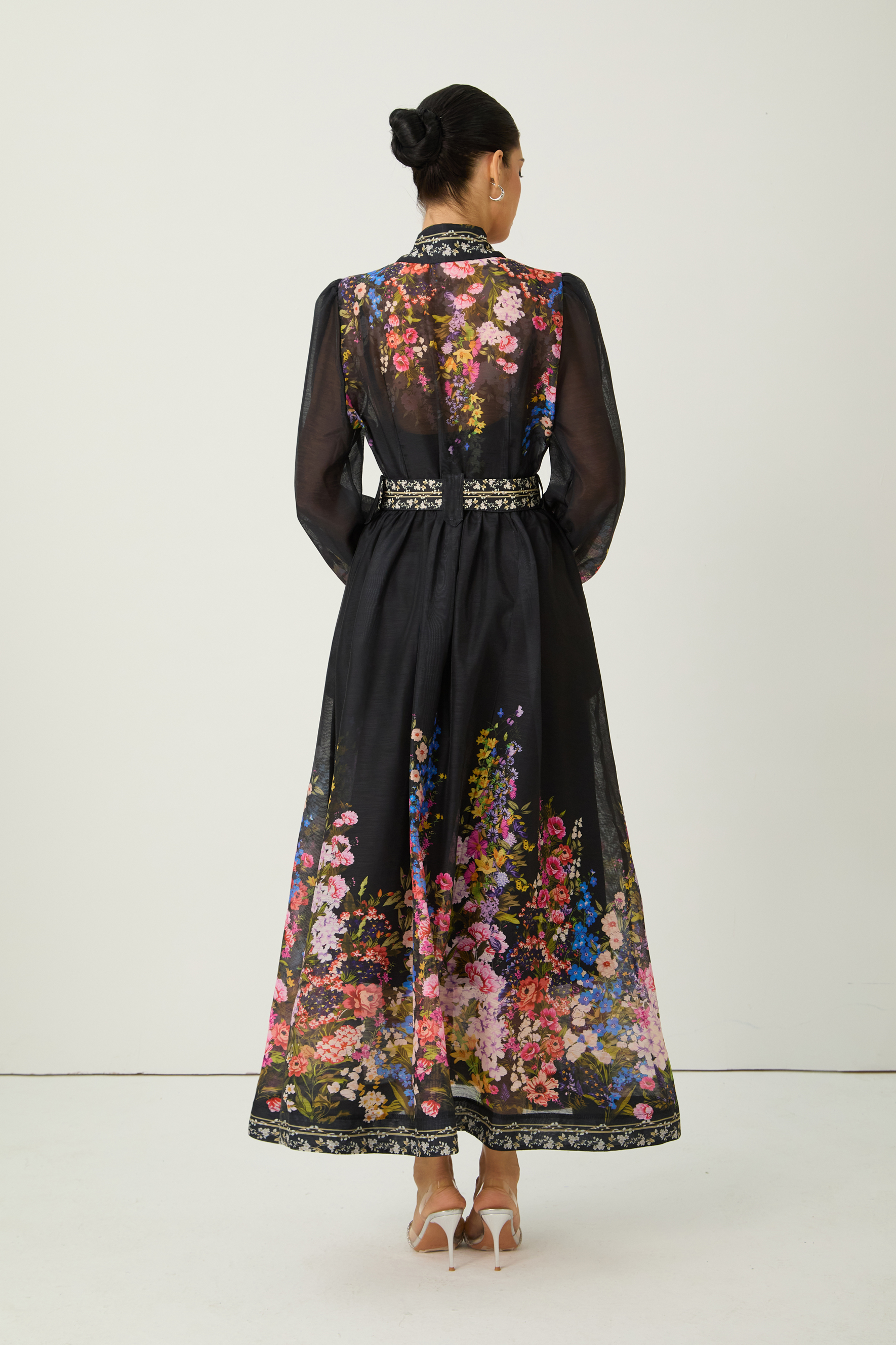 Special Moment Black Floral Print Long Sleeve Maxi Dress