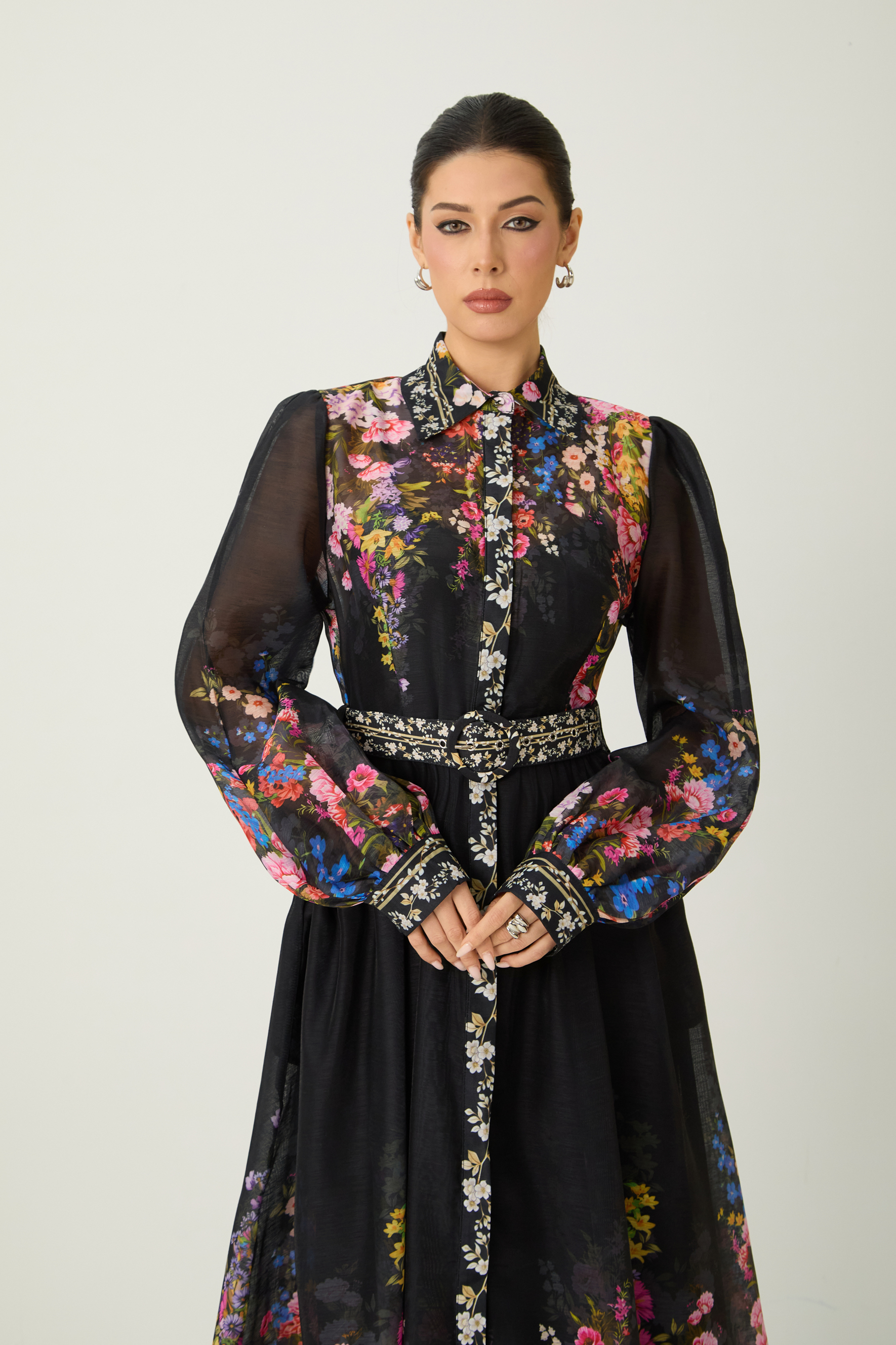 Special Moment Black Floral Print Long Sleeve Maxi Dress