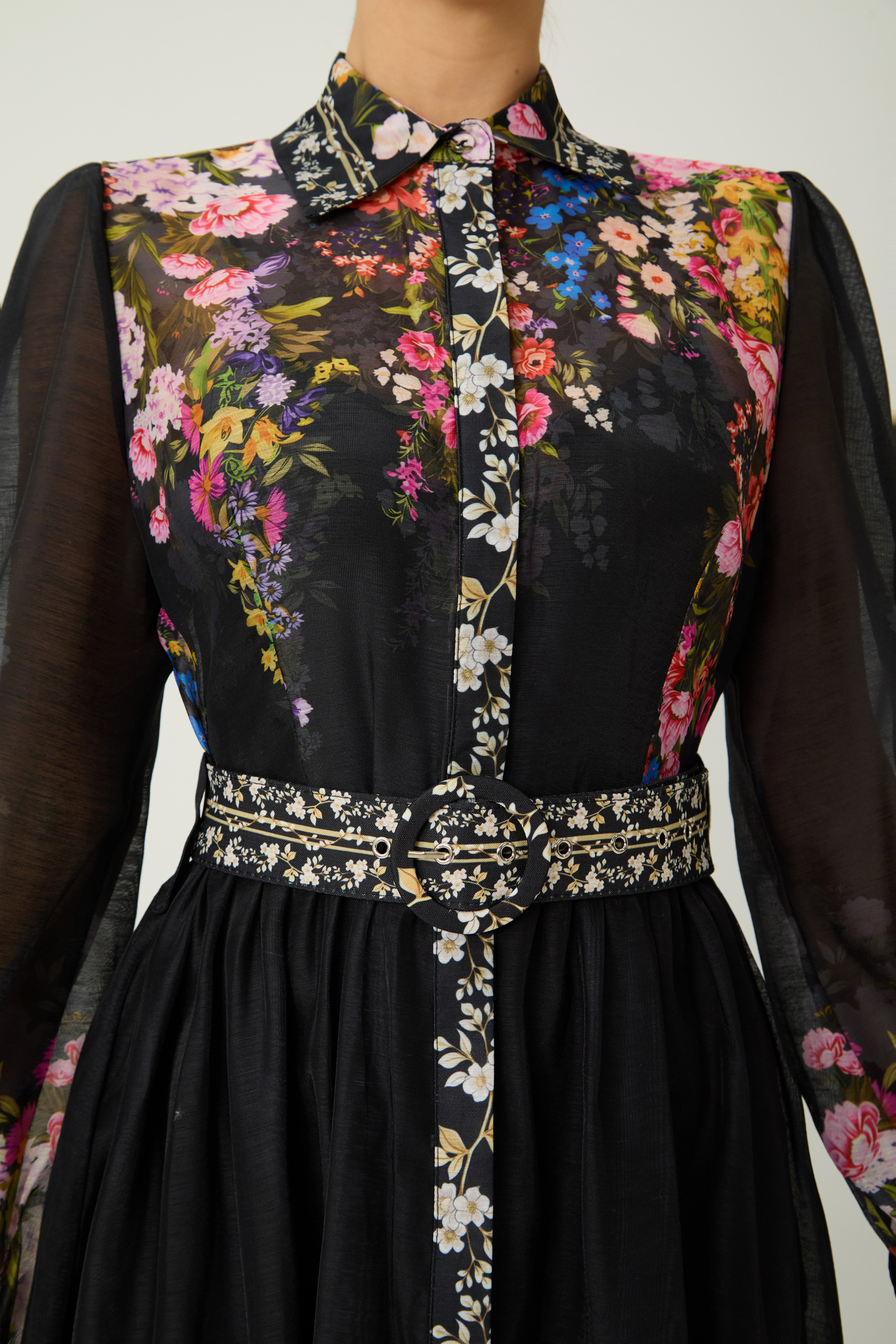 Special Moment Black Floral Print Long Sleeve Maxi Dress