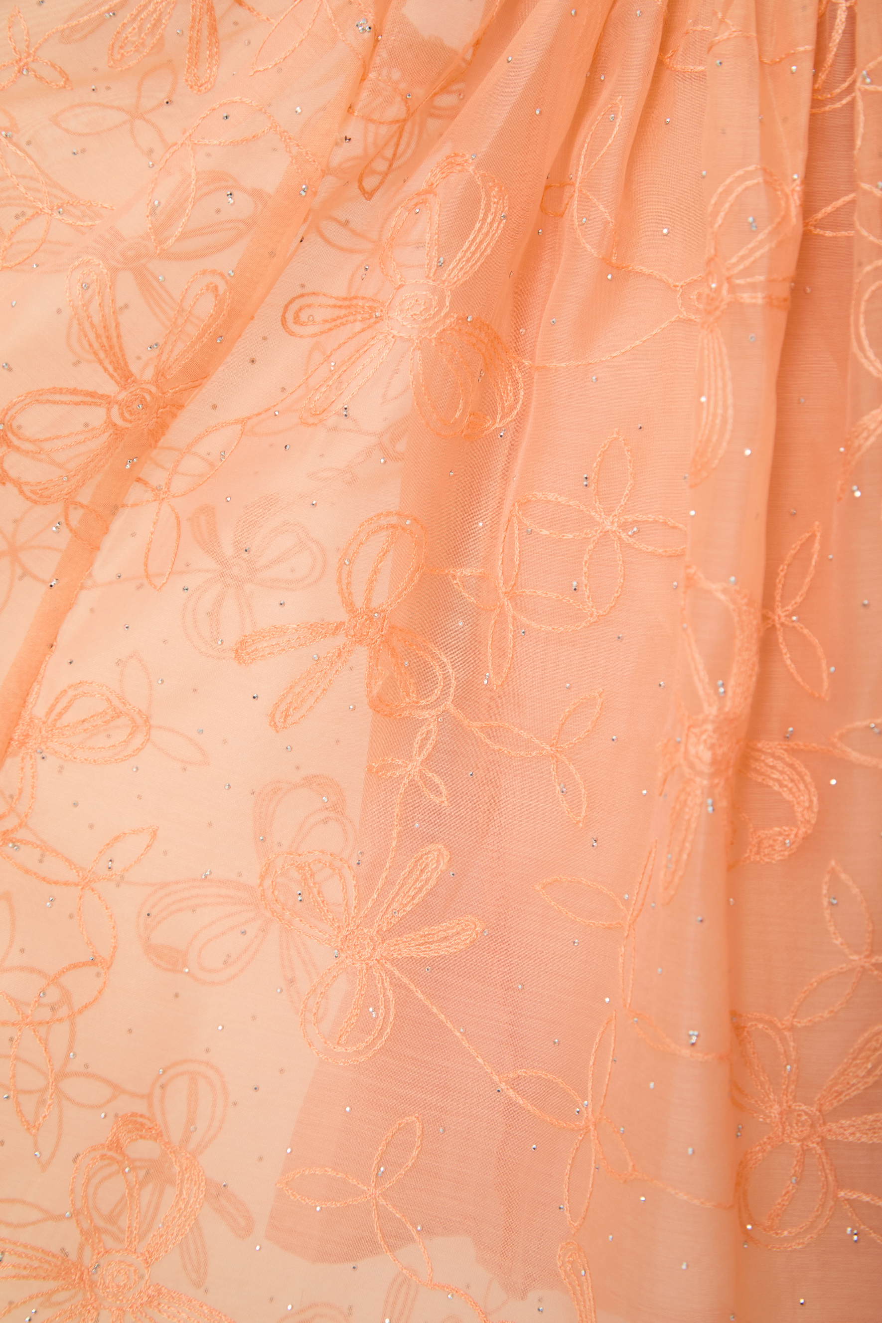 Devoted to Fun Orange Embroidered Short Puff Sleeve Midi Dress