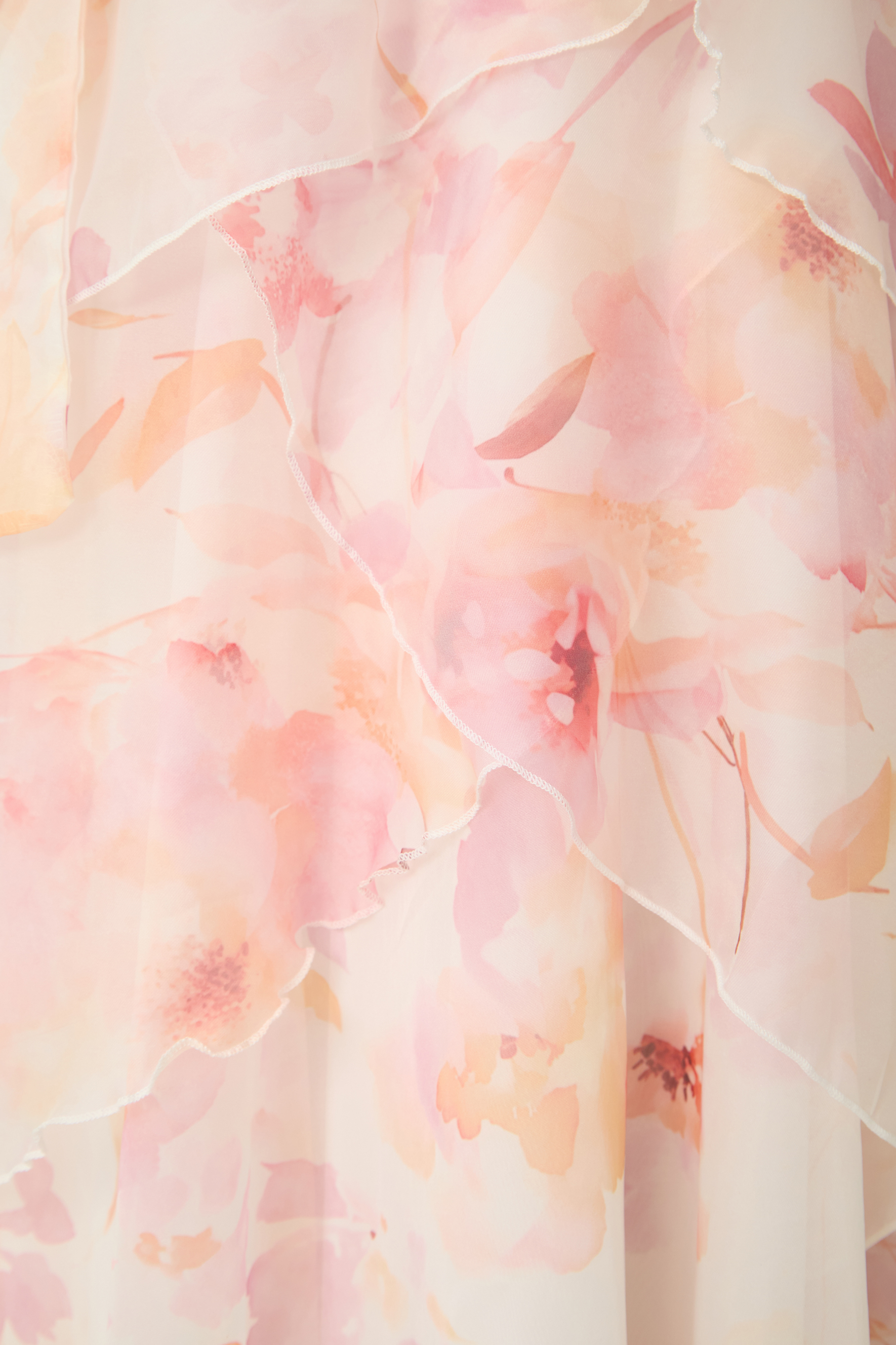 Glamorous Sweetie Pink Floral Print Tiered Ruffle Bow Strap Maxi Dress