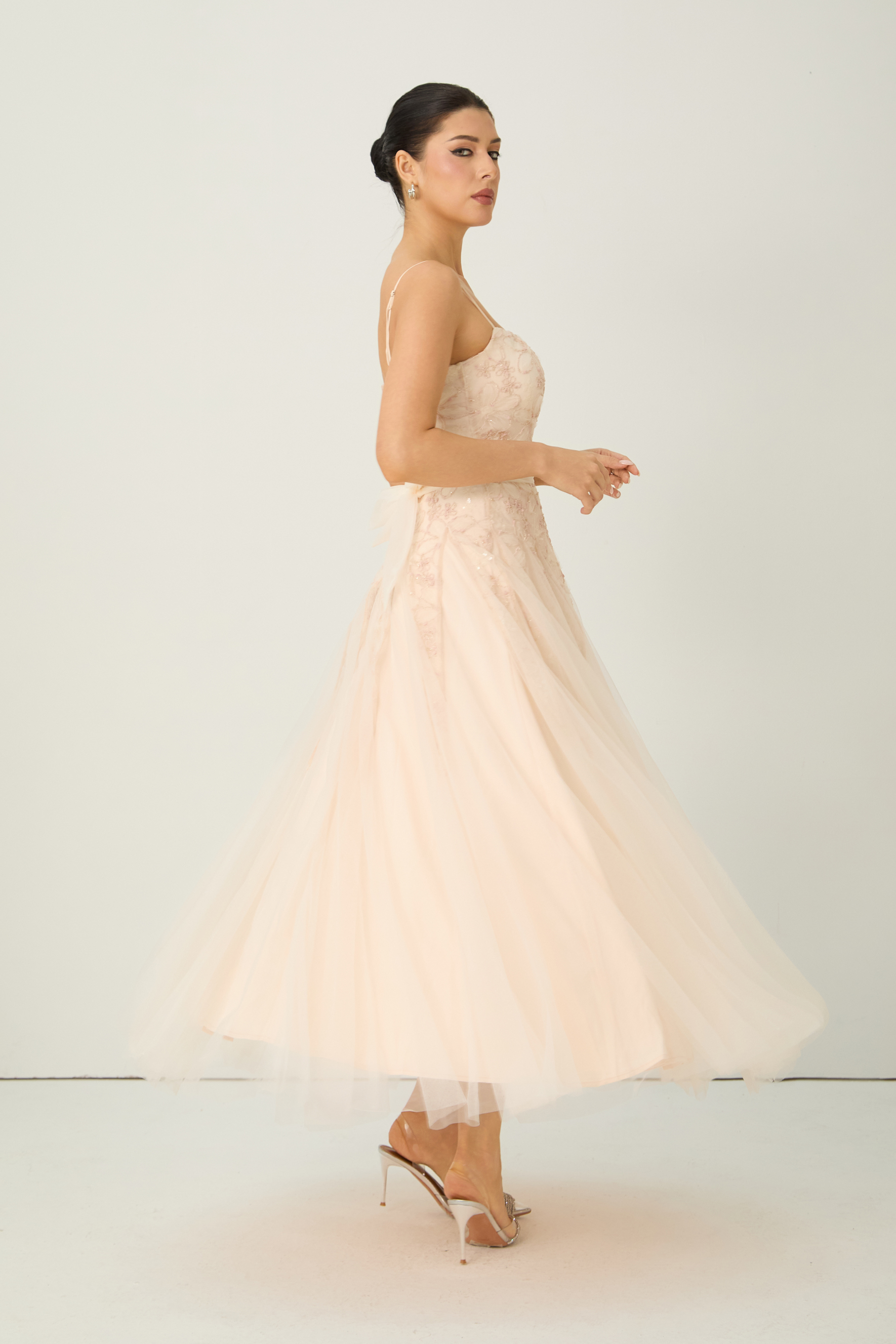 Lovely Existence Pink Floral Embroidered Tulle Maxi Dress