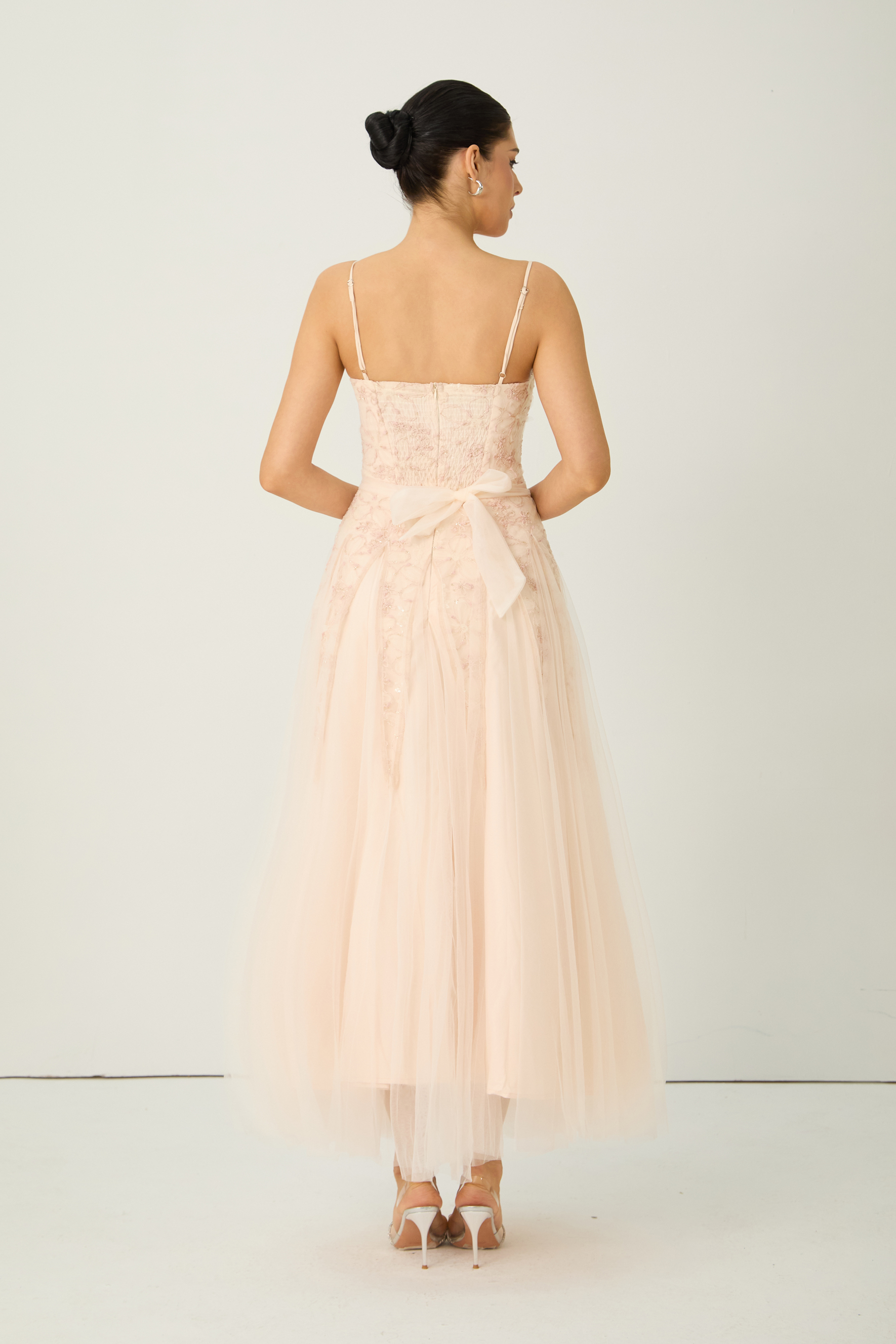 Lovely Existence Pink Floral Embroidered Tulle Maxi Dress