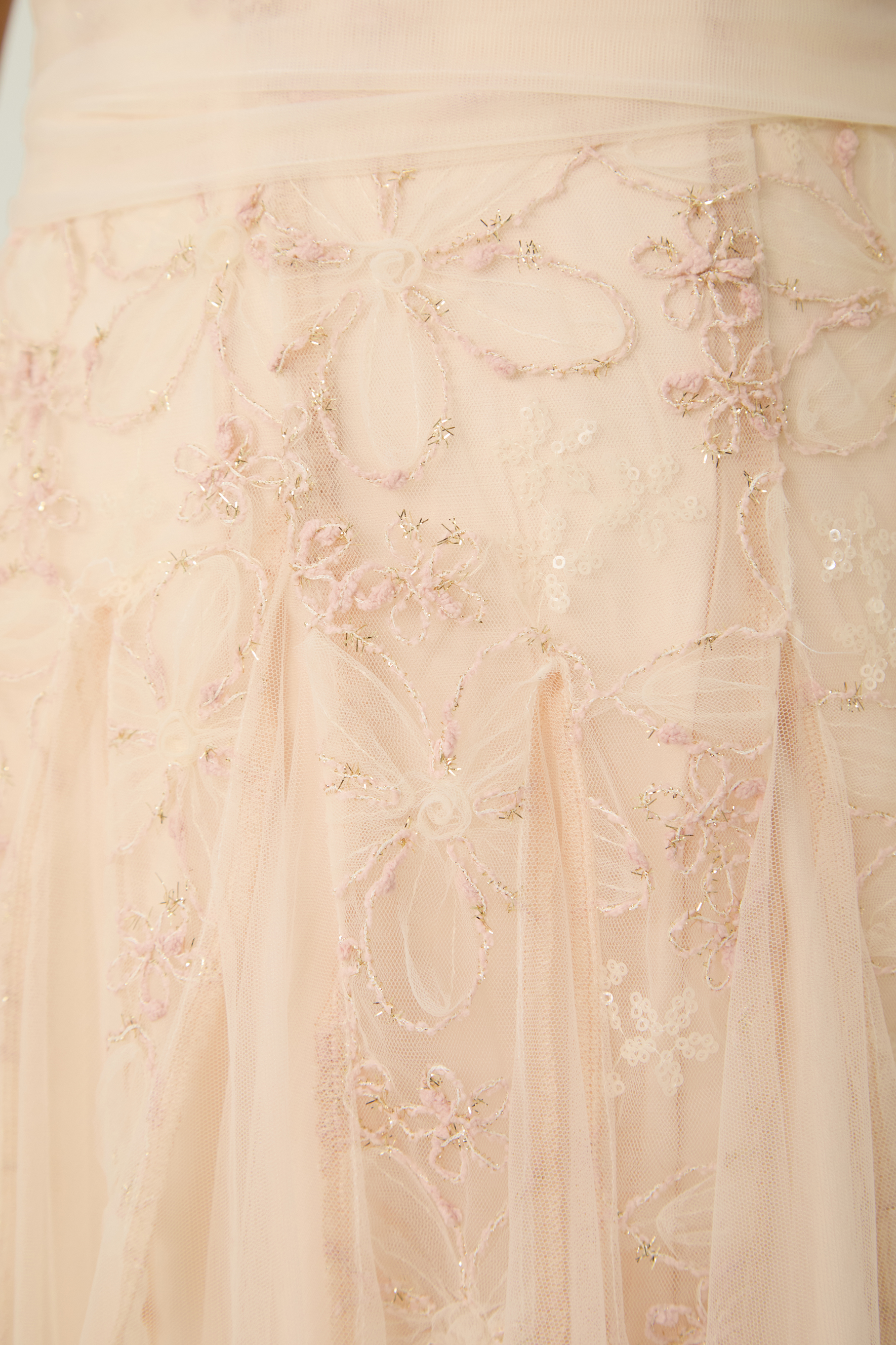 Lovely Existence Pink Floral Embroidered Tulle Maxi Dress