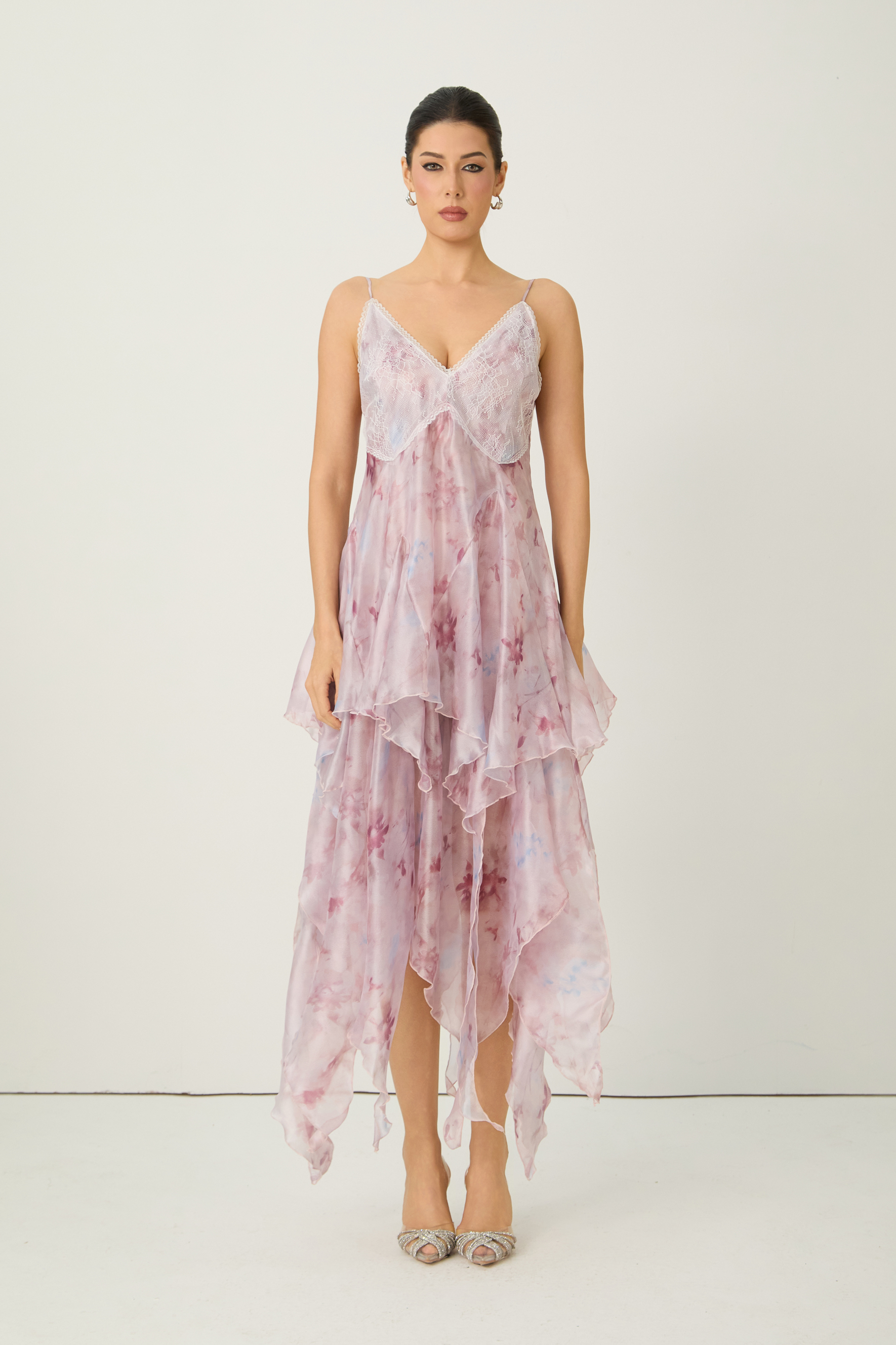 Simply Pretty Purple Floral Print V-Neck Maxi Dress