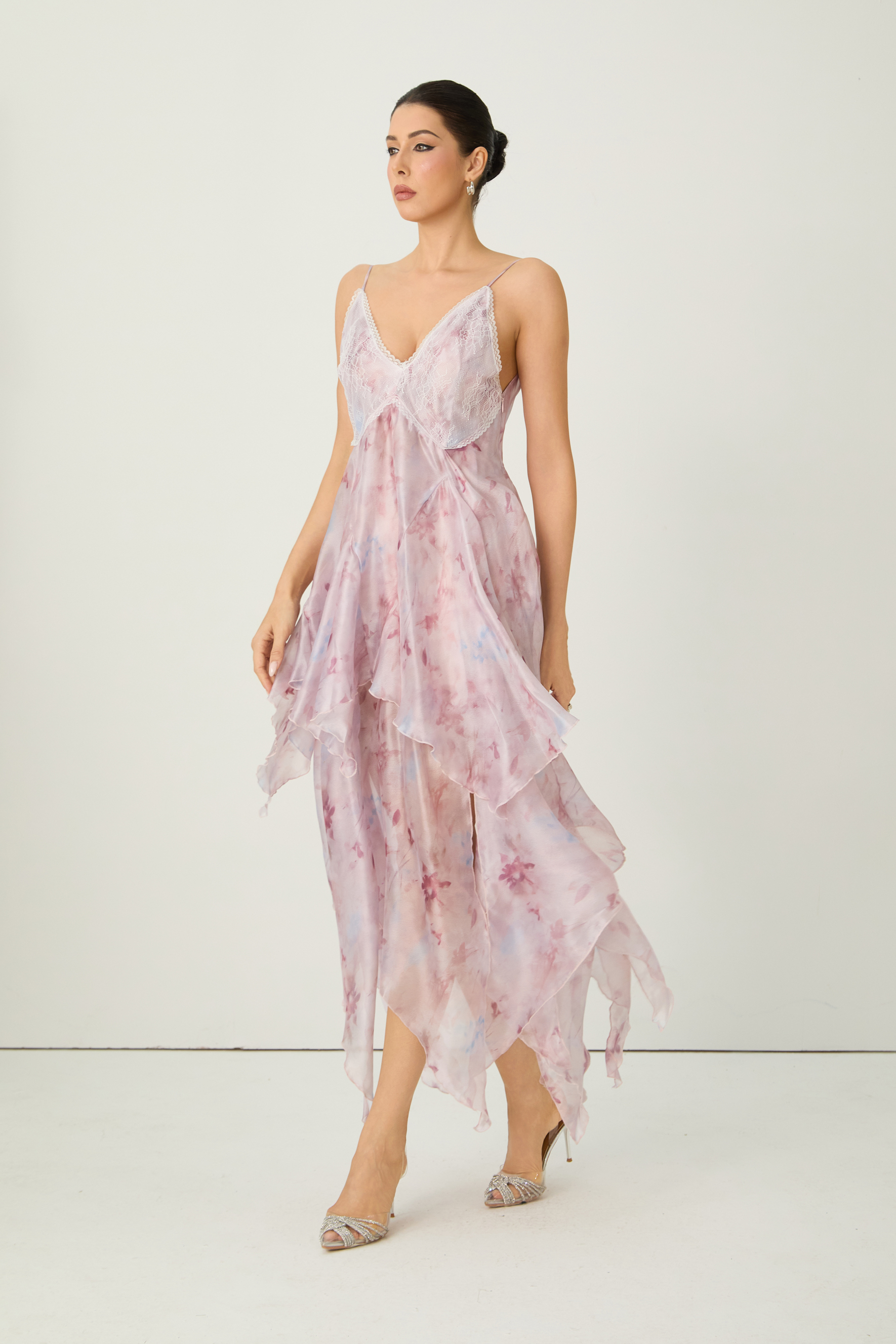 Simply Pretty Purple Floral Print V-Neck Maxi Dress