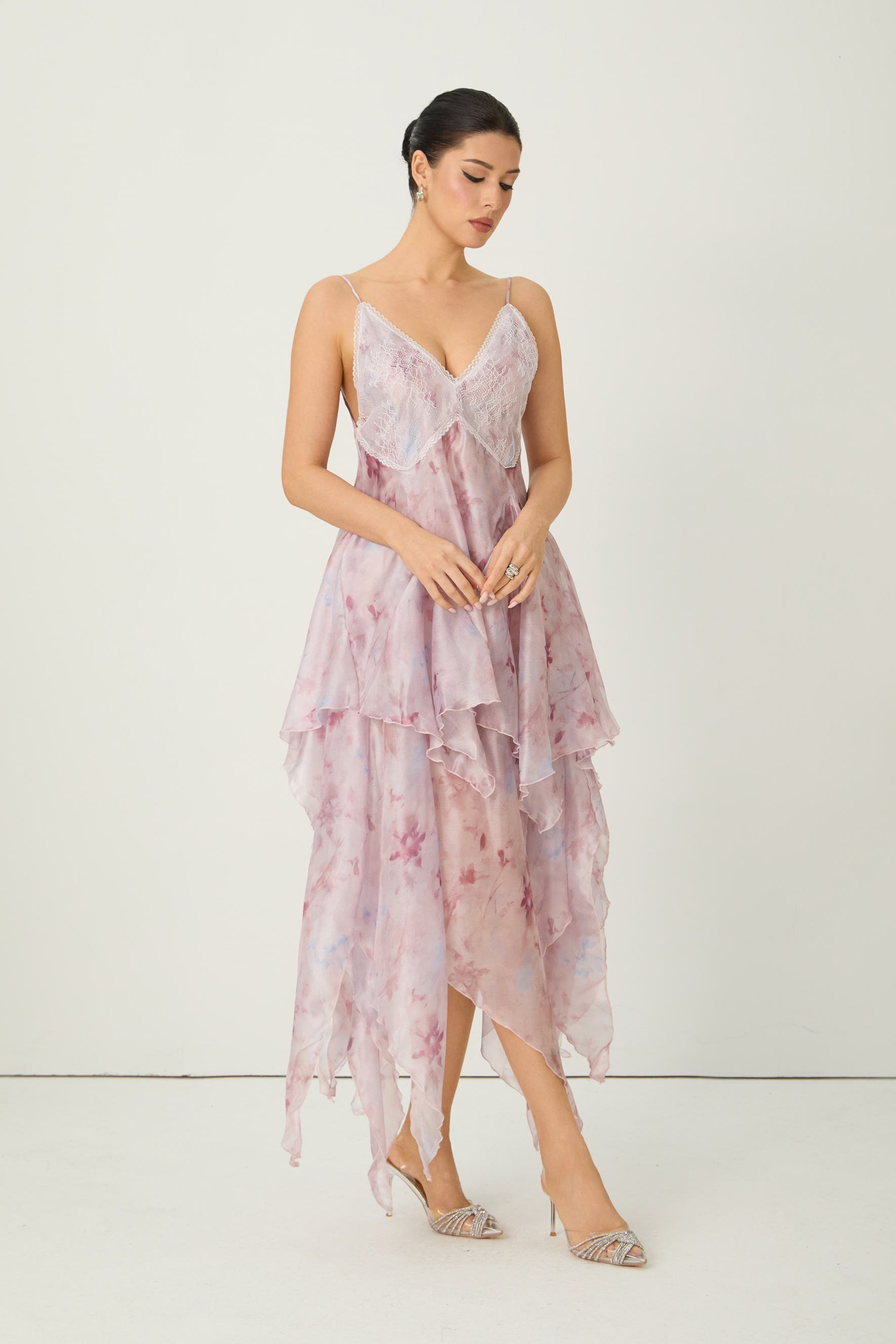 Simply Pretty Purple Floral Print V-Neck Maxi Dress