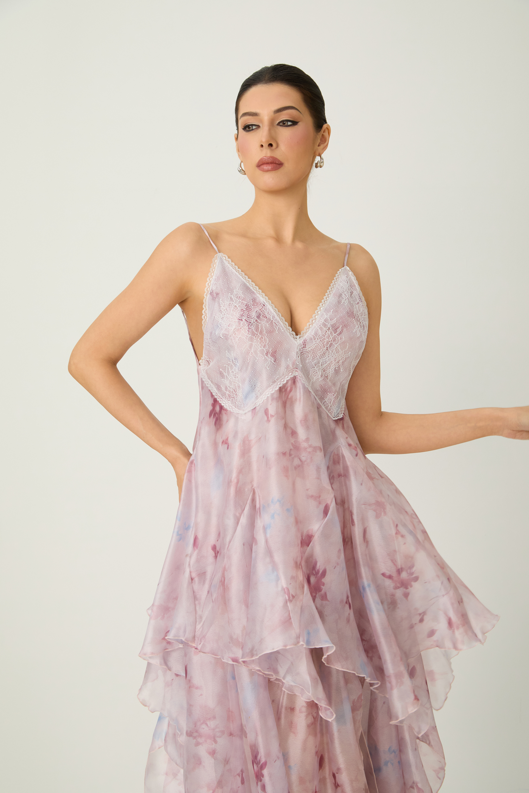 Simply Pretty Purple Floral Print V-Neck Maxi Dress