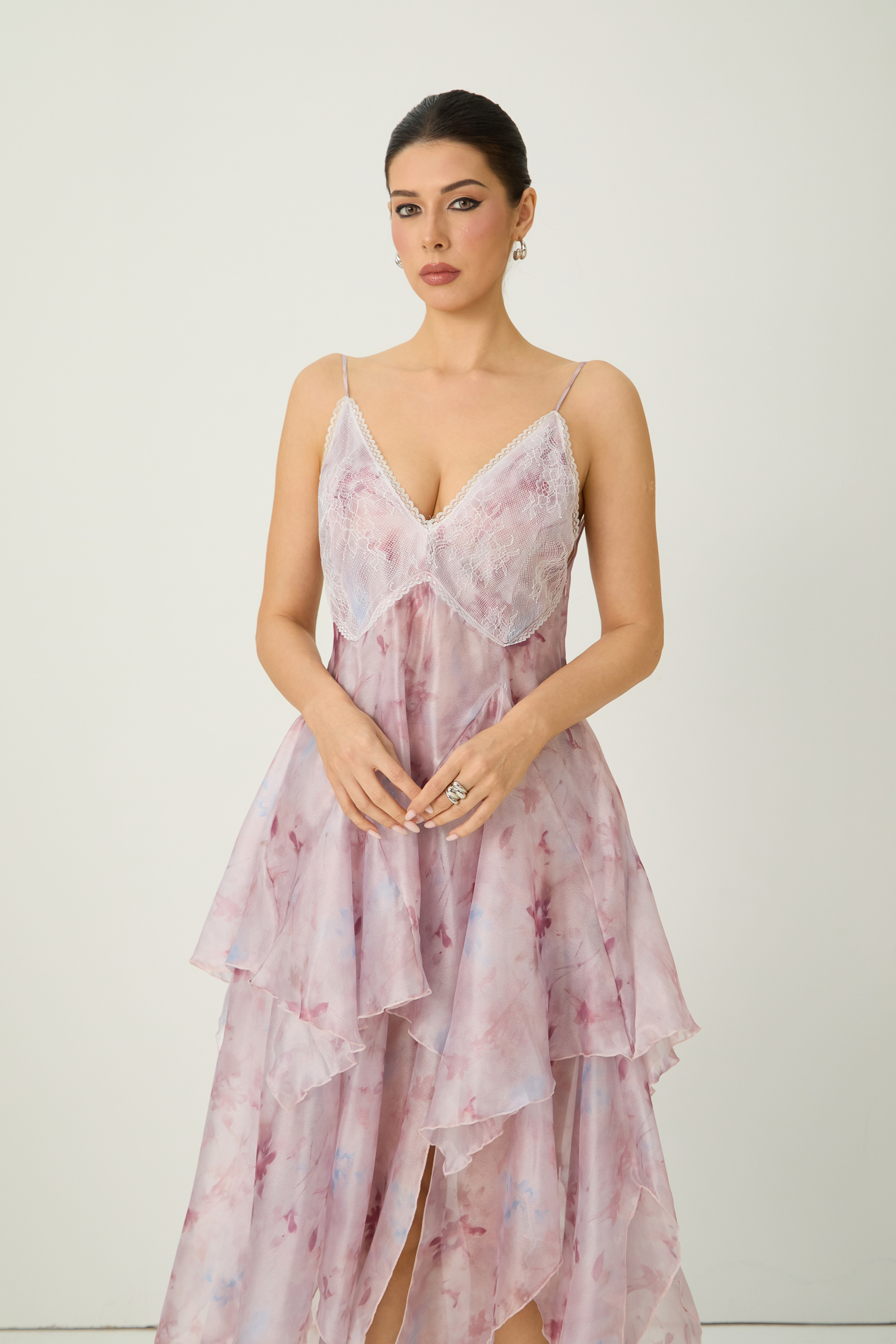 Simply Pretty Purple Floral Print V-Neck Maxi Dress