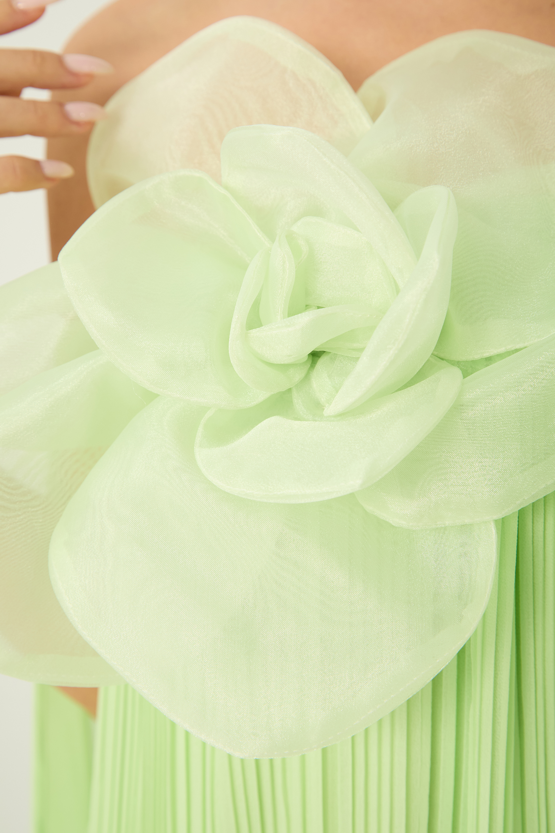 Your Only Darling Green Floral Applique Off Shoulder Maxi Dress