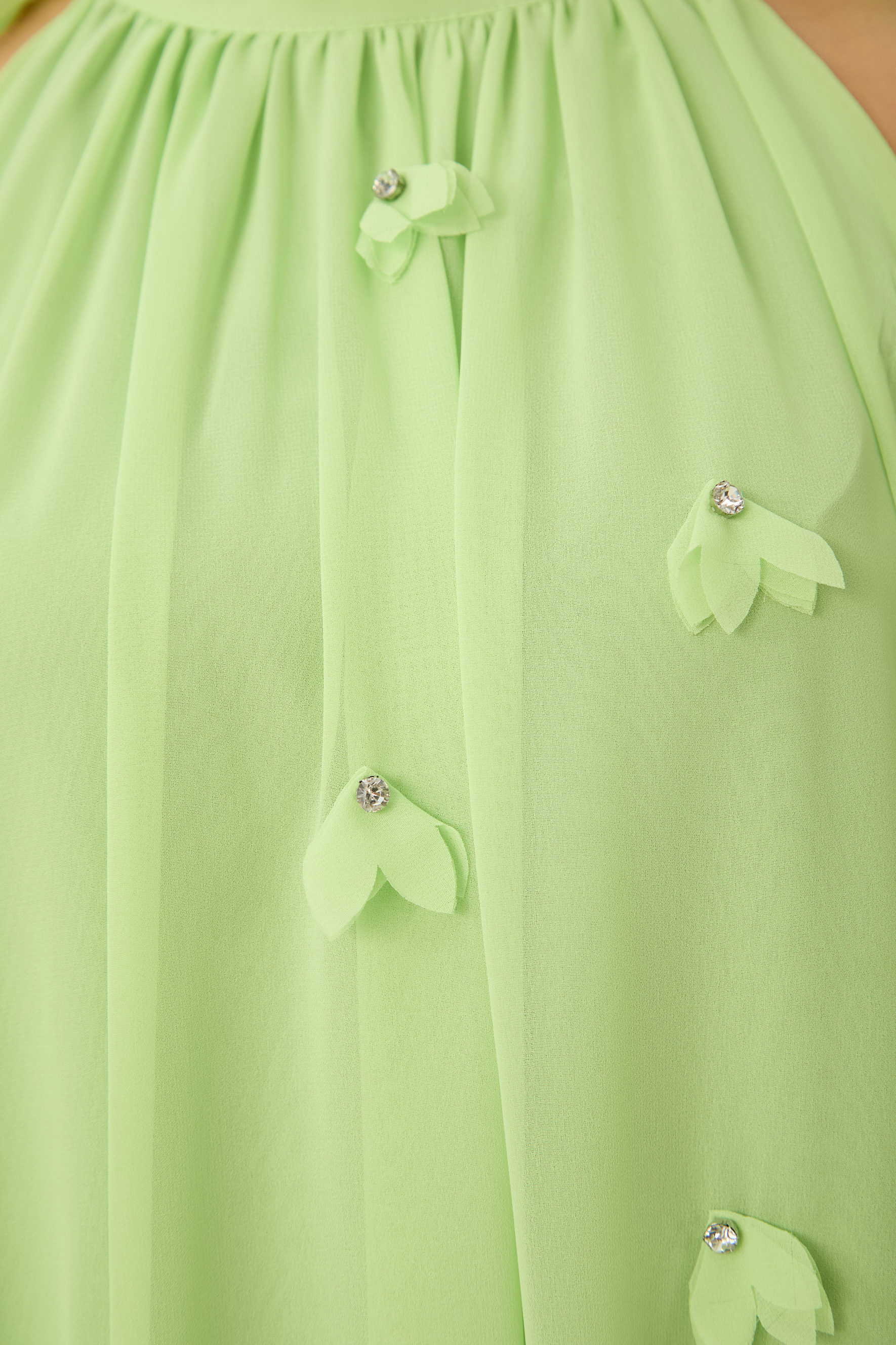 Proof of Perfection Green Floral Applique Draped Cape Maxi Dress