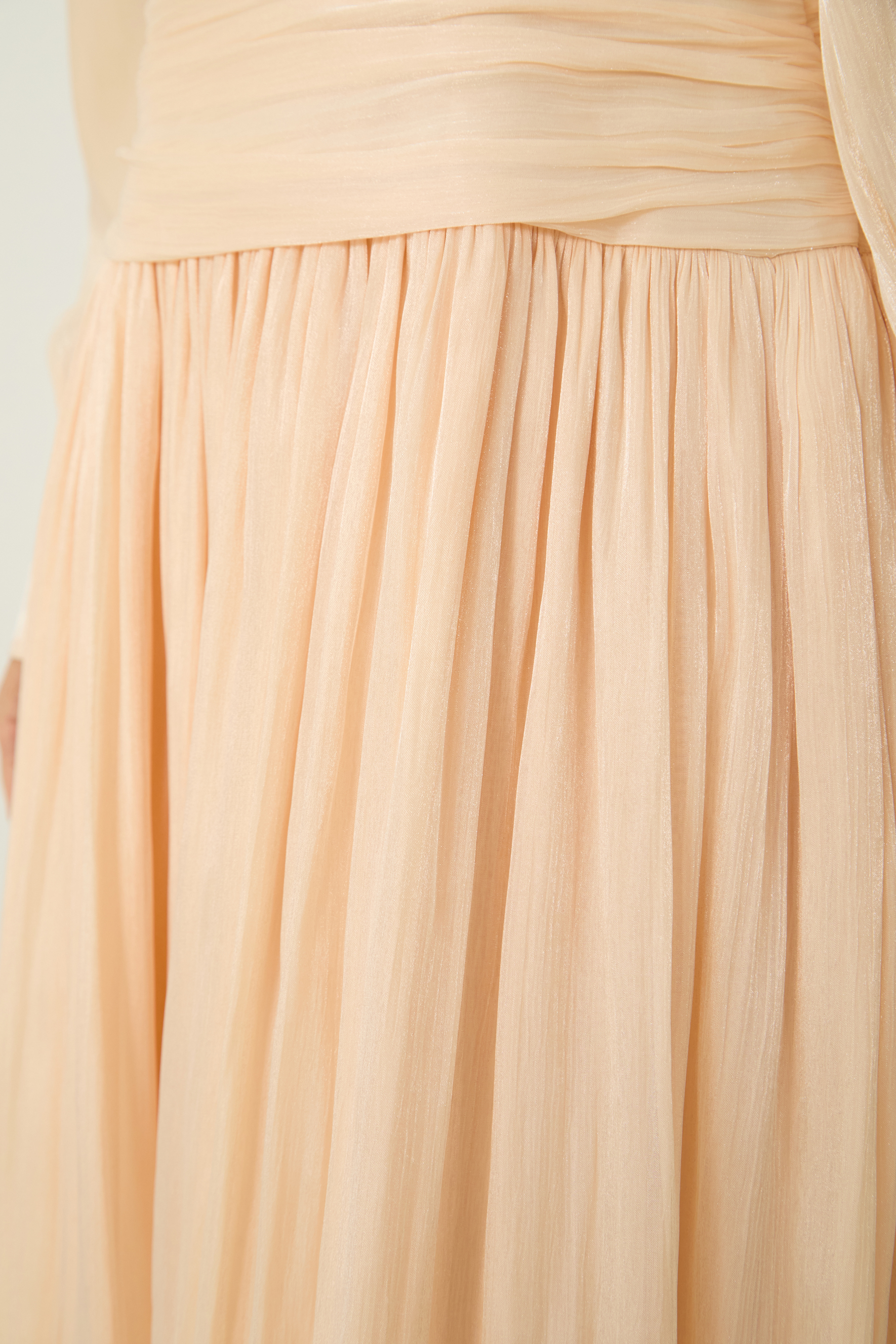 Divine Beauty Apricot High Neck Pleated Maxi Dress