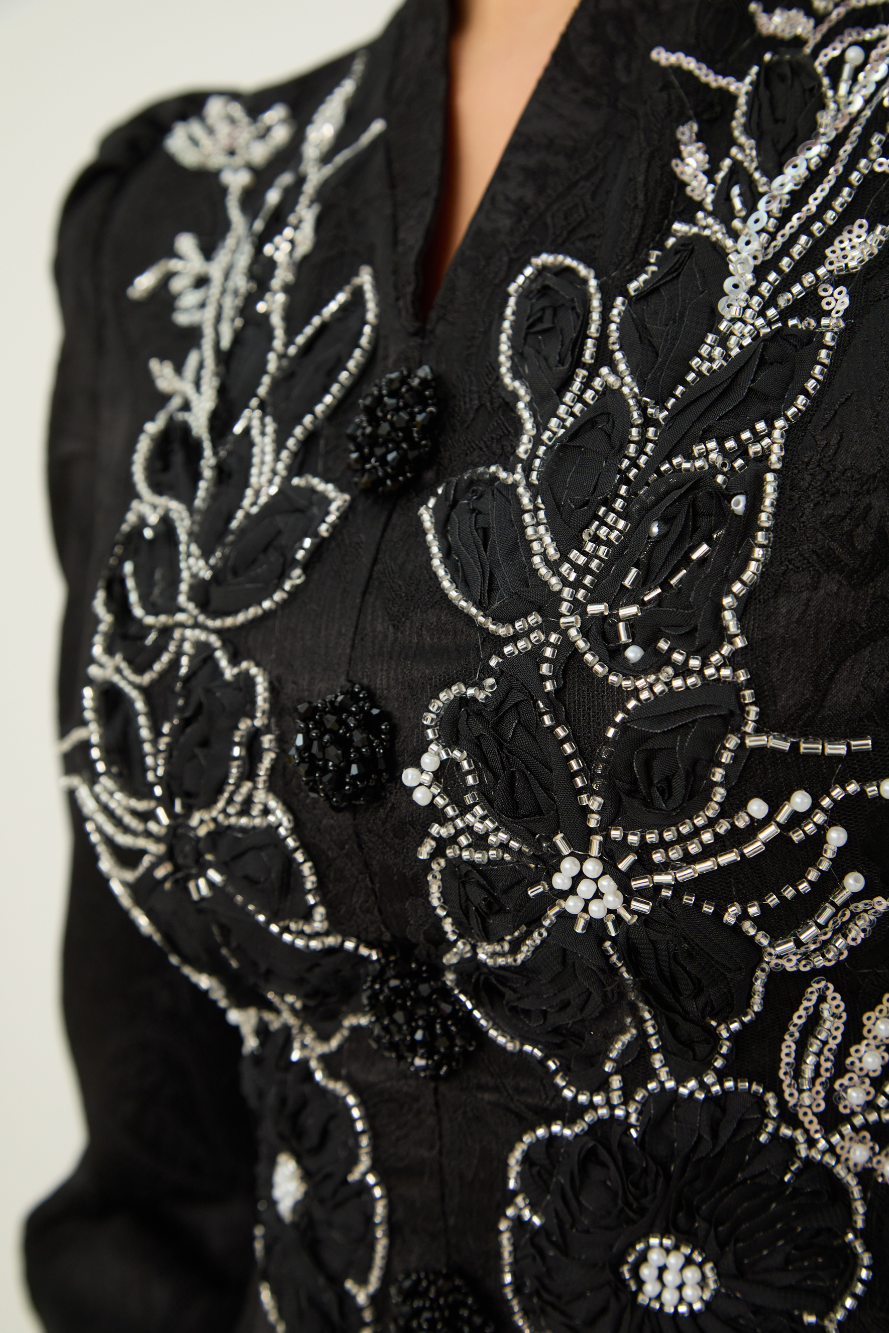 Exclusive Guest List Black Floral Embroidered Blazer & Maxi Skirt Set