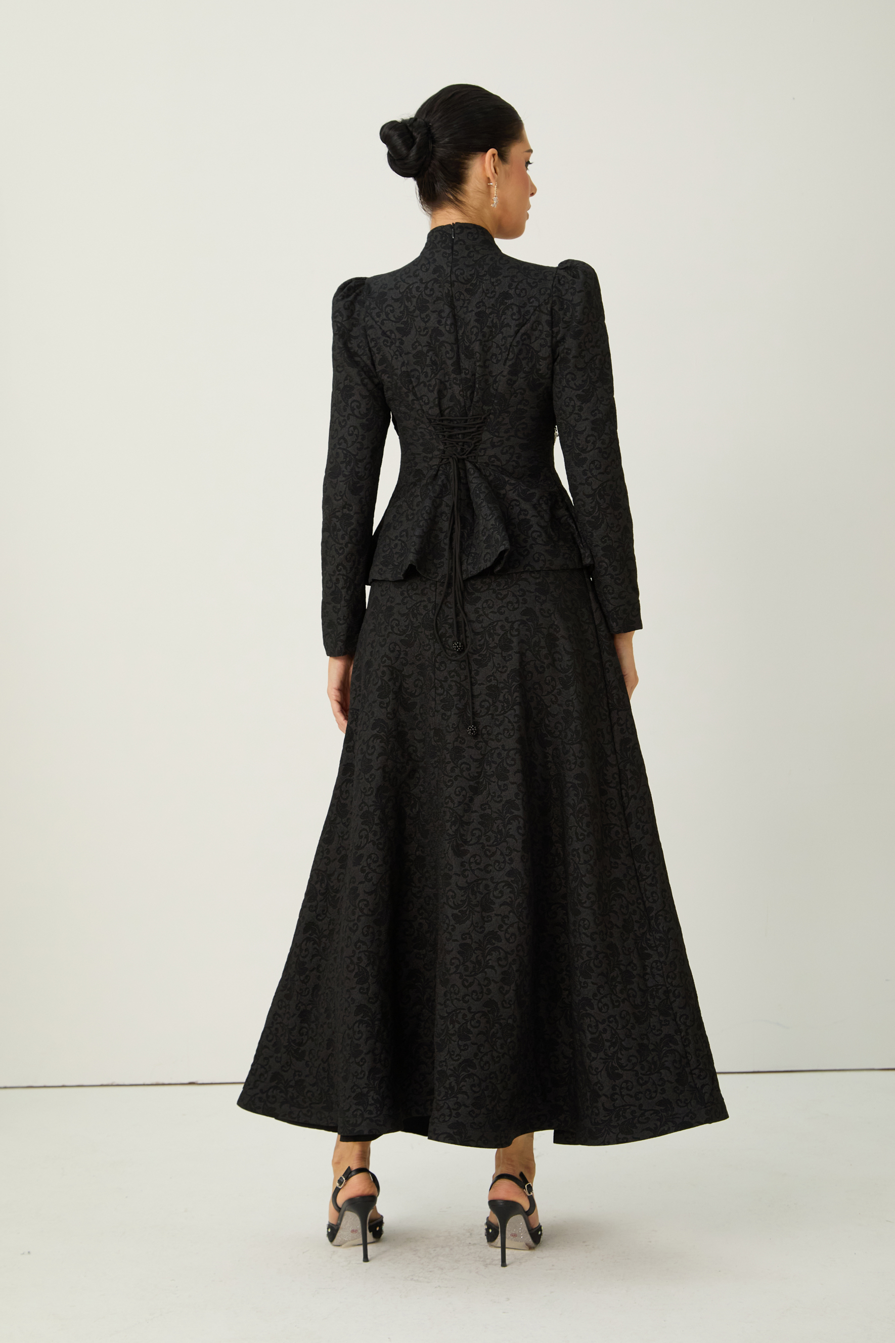 Glow Chaser Black Beaded Embroidery Top & Skirt Set