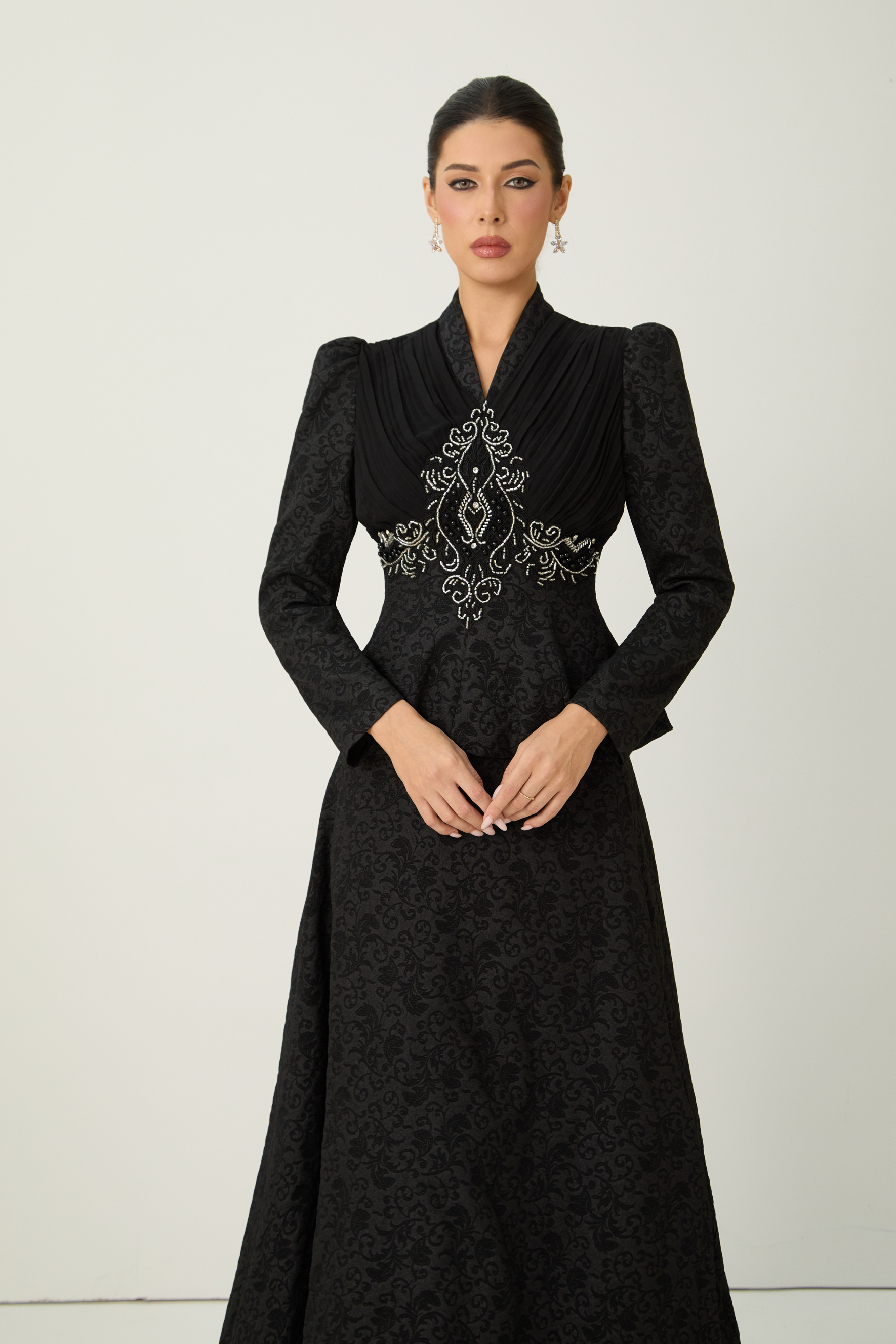 Glow Chaser Black Beaded Embroidery Top & Skirt Set