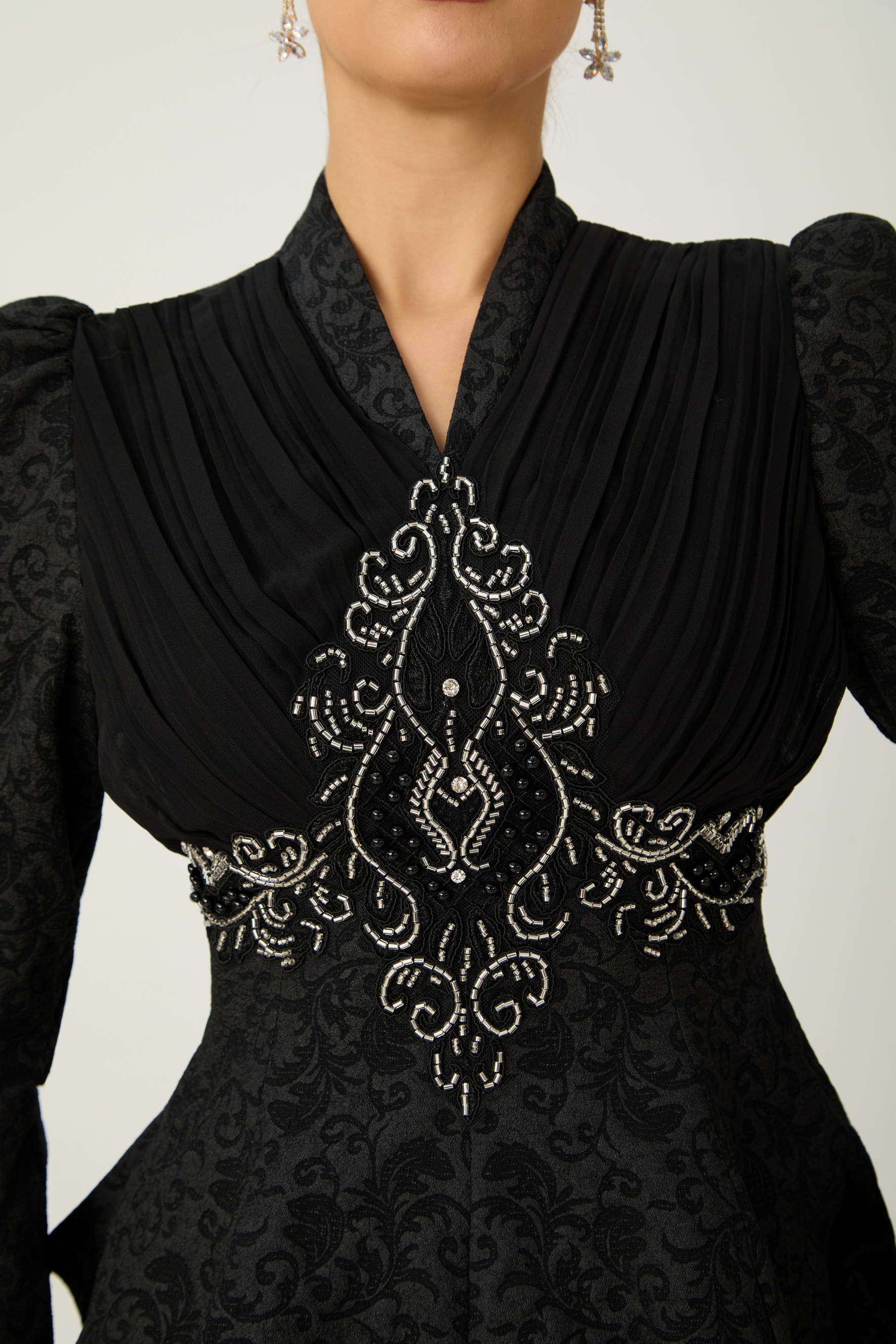 Glow Chaser Black Beaded Embroidery Top & Skirt Set