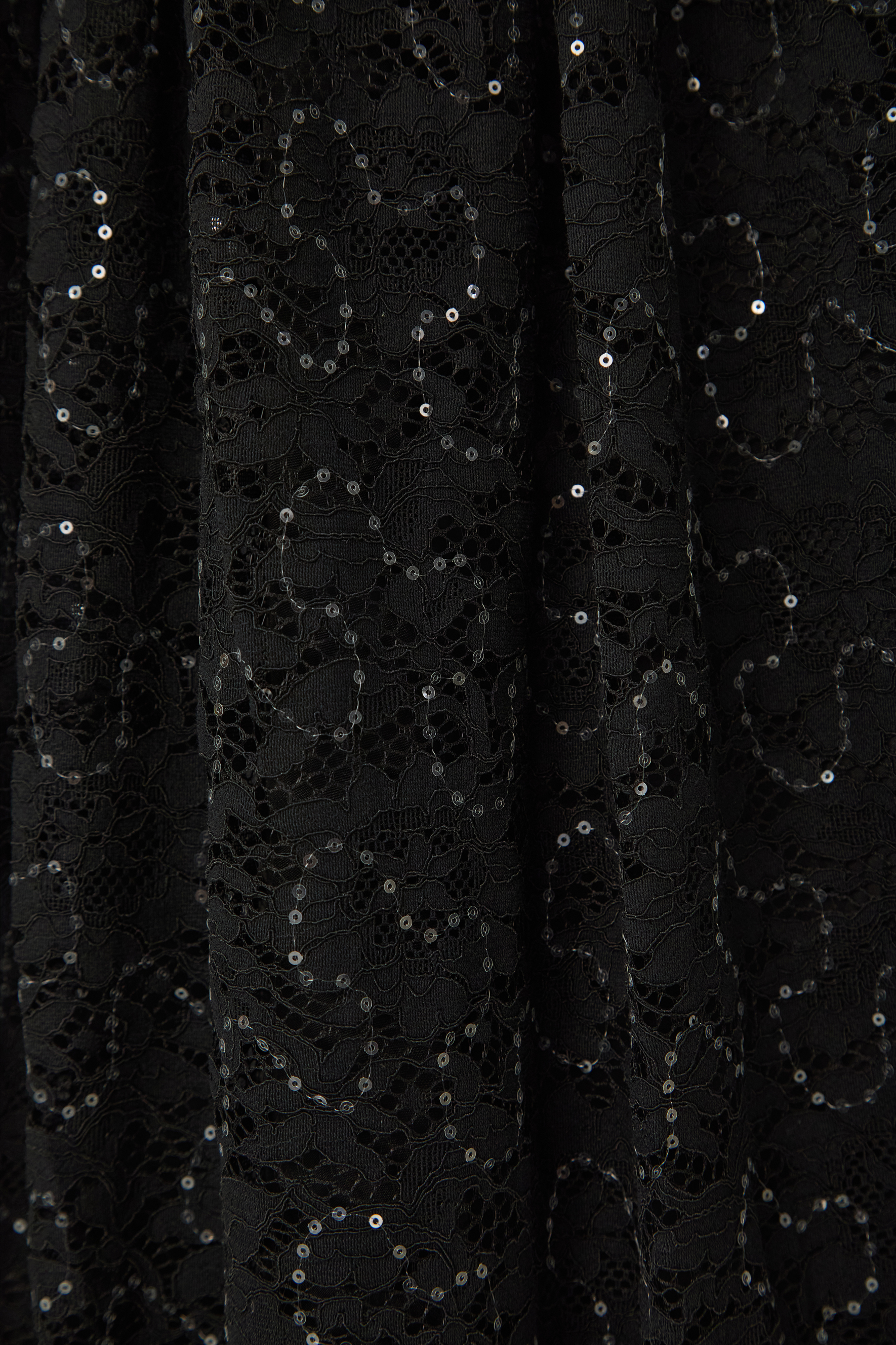 Illustrious Glow Black Sequin Lace Puff Sleeve Maxi Dress