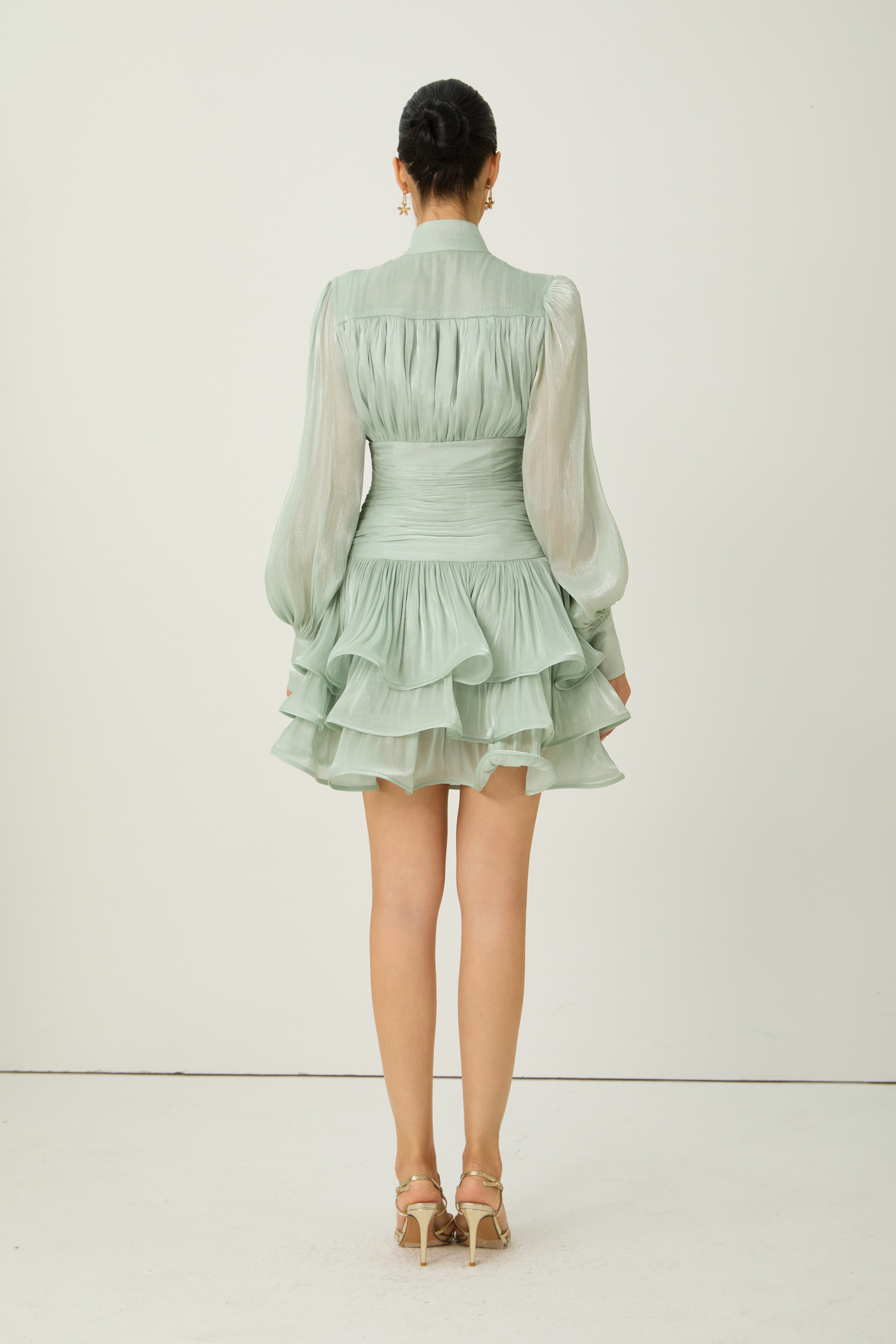 Captured Your Heart Mint Green Bishop Sleeve Layered Mini Dress