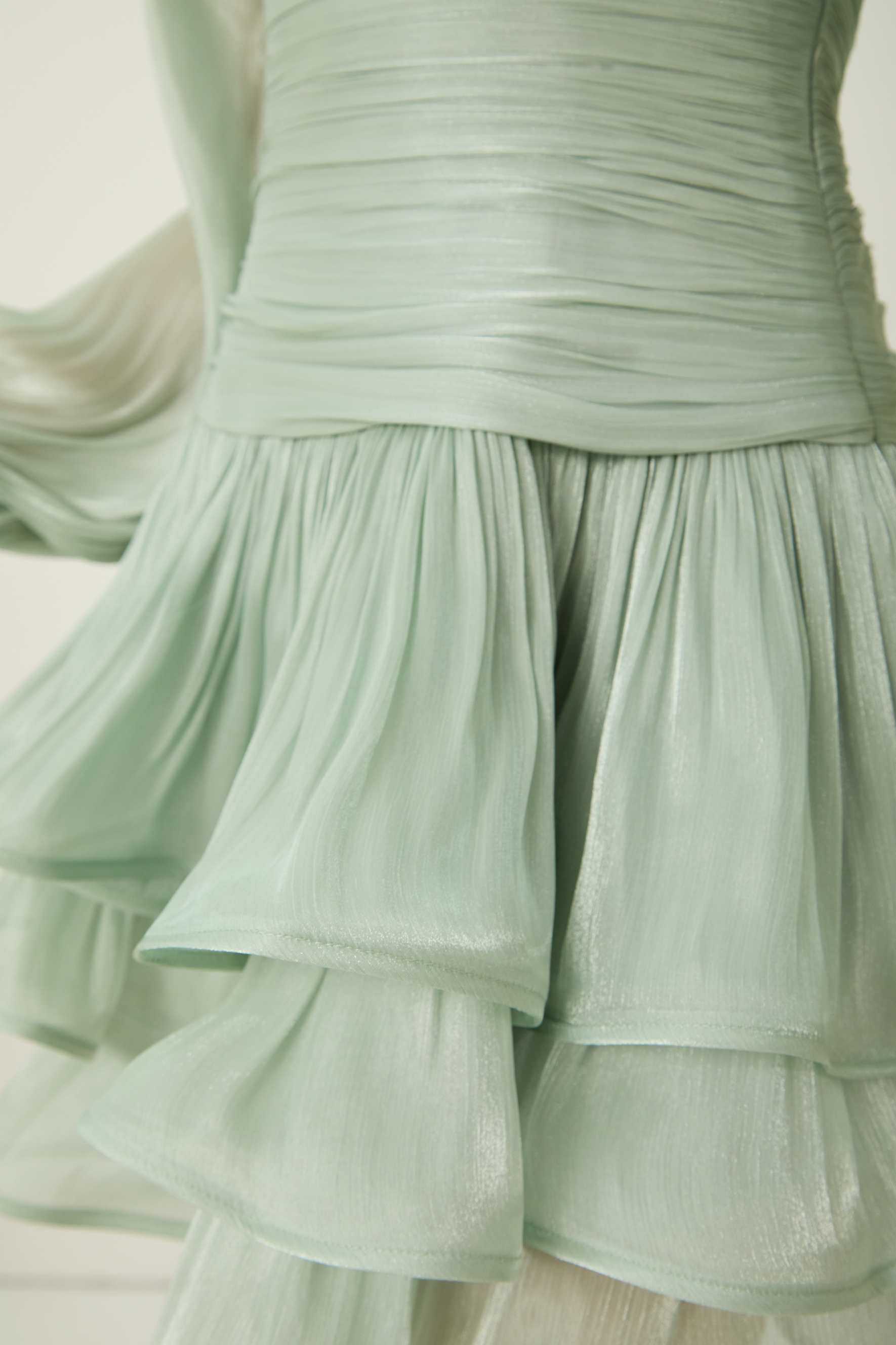 Captured Your Heart Mint Green Bishop Sleeve Layered Mini Dress