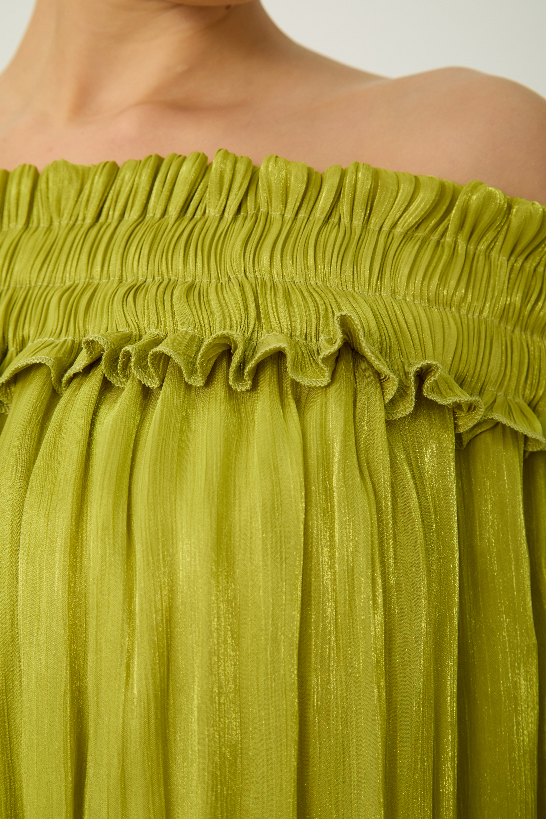 Want The Best Green Off Shoulder Ruffle Mini Dress