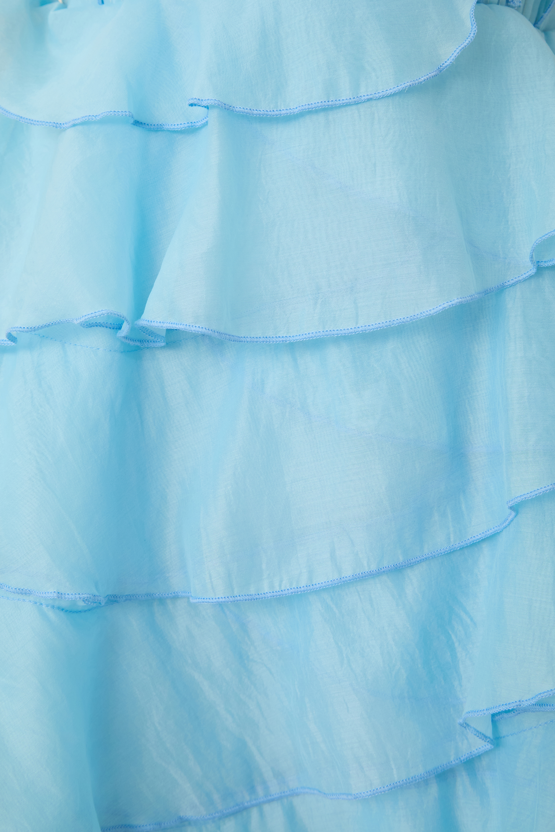 Delightful Beauty Blue Pleated Bodice Tiered Ruffle Mini Dress