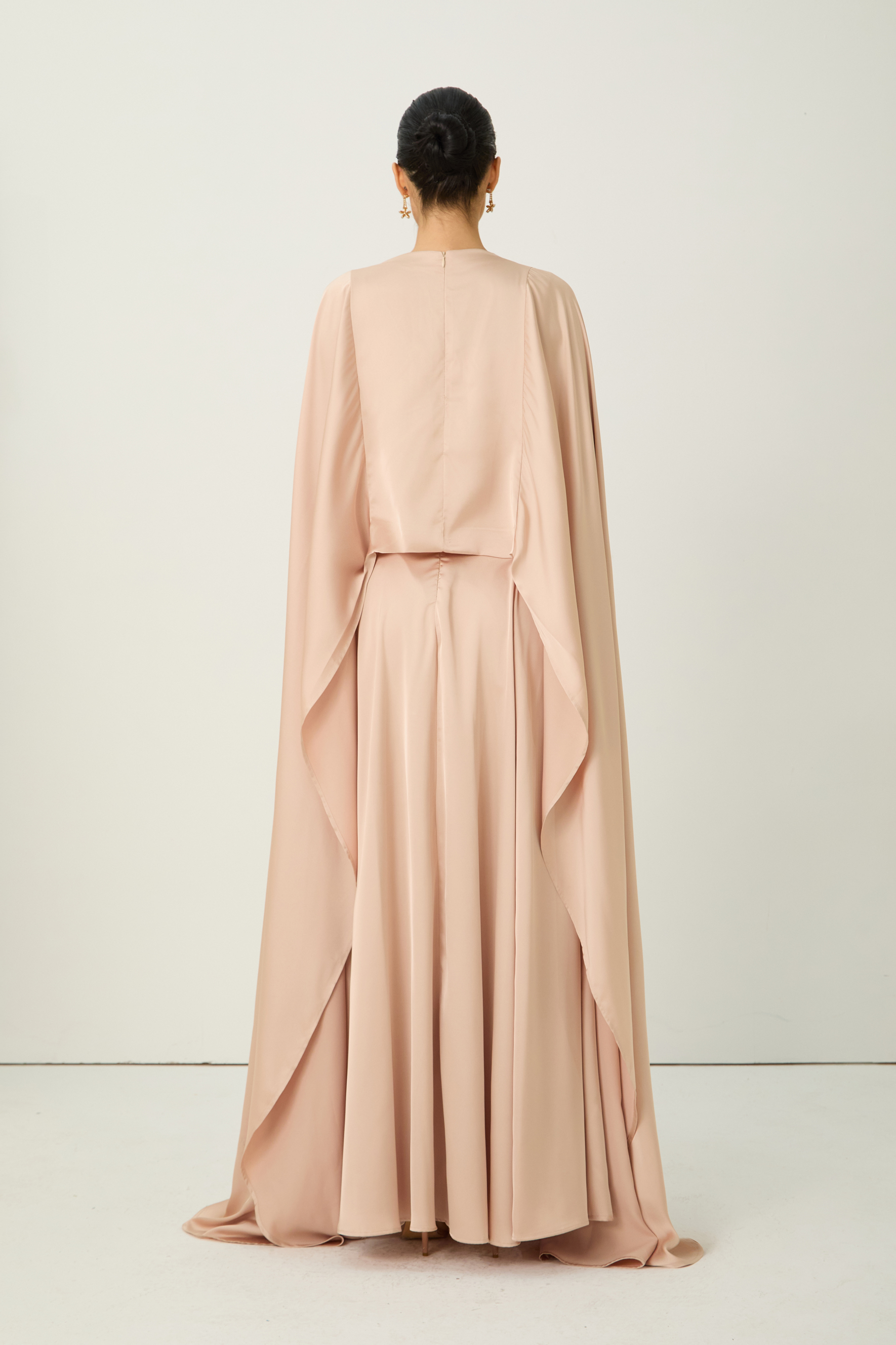 Oh My Elegance Pink Draped Cape Top & Maxi Skirt Set