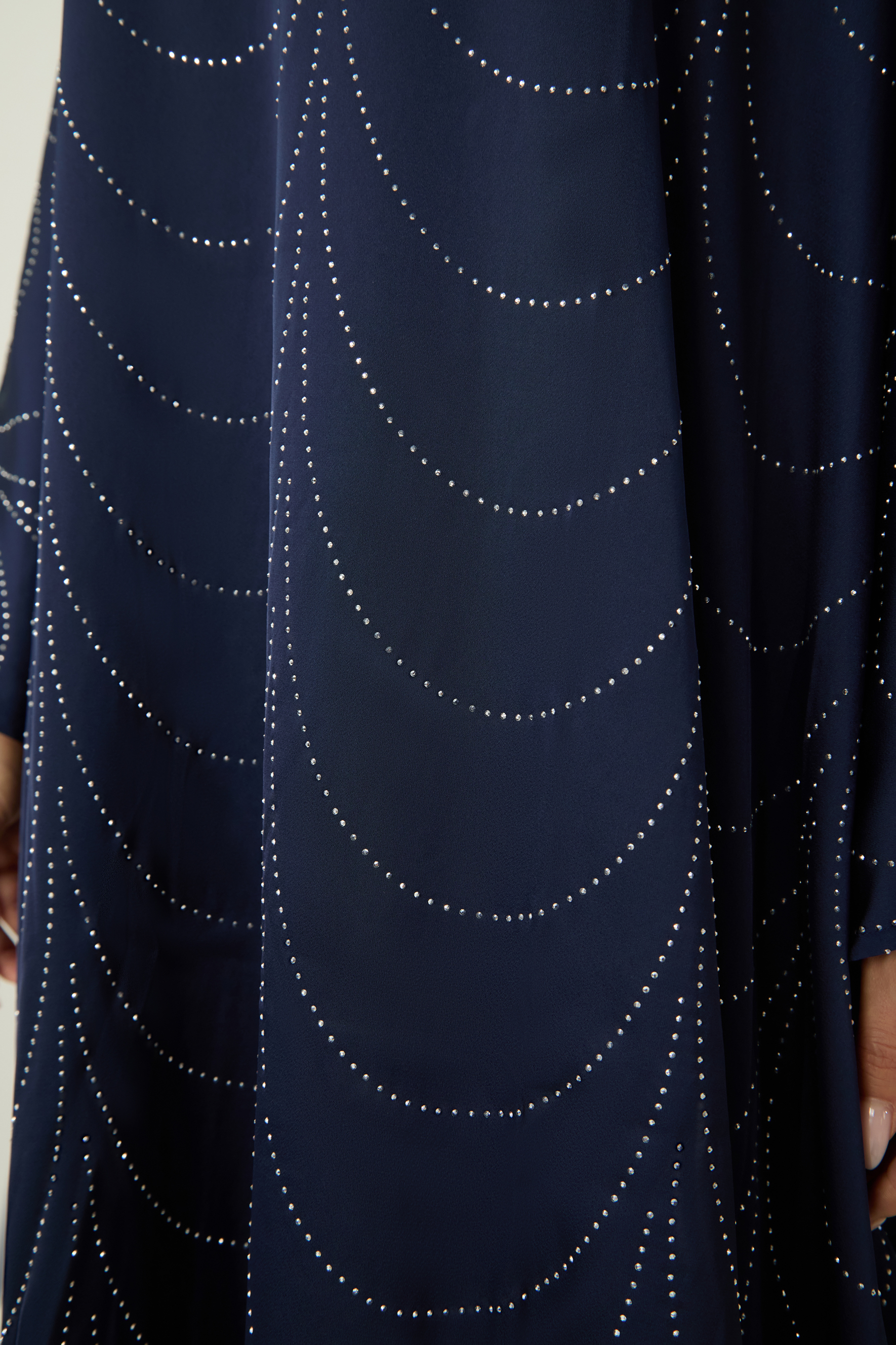 Signature Elegance Blue Rhinestone Embellished Draped Maxi Kaftan