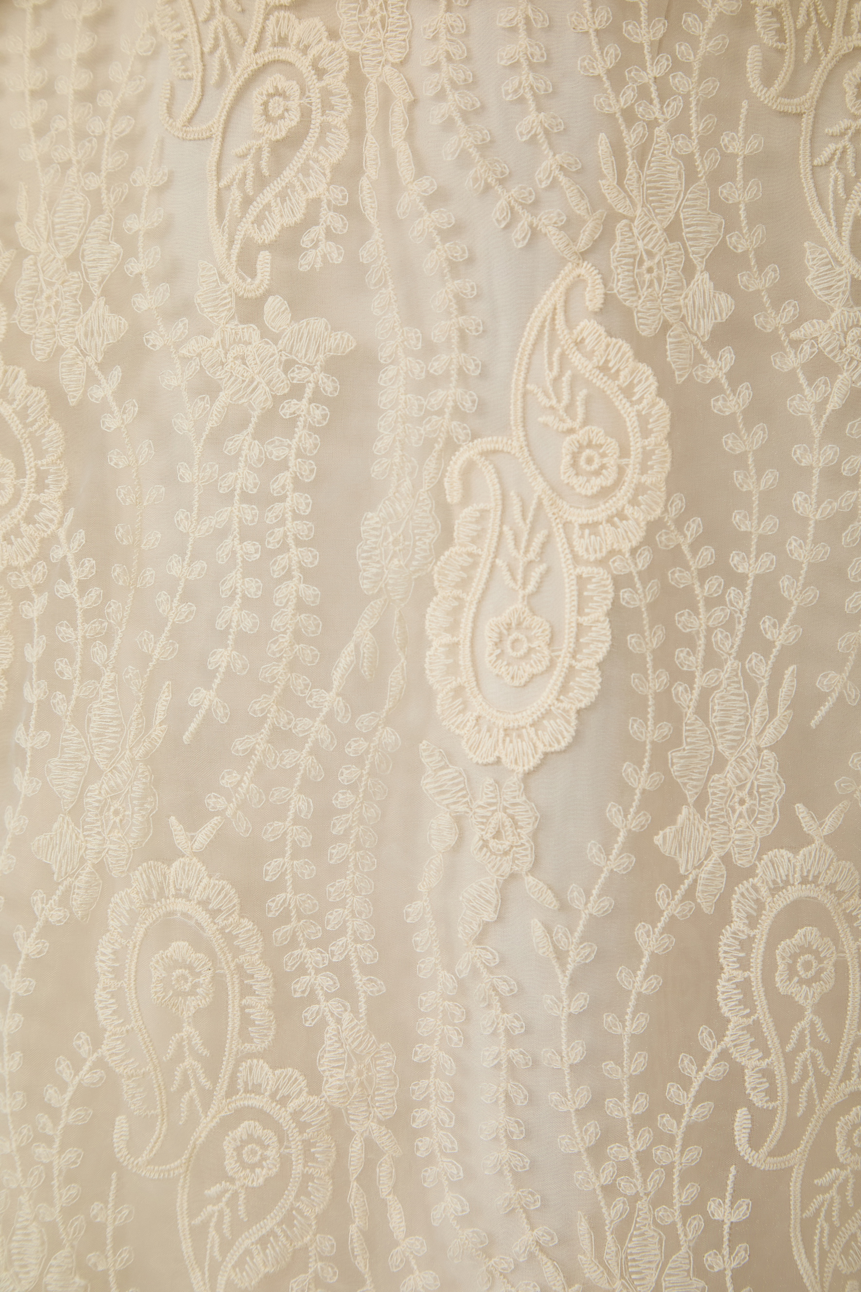 All My Adoration Beige Embroidered Lace Sheer Sleeve Top & Skirt Set