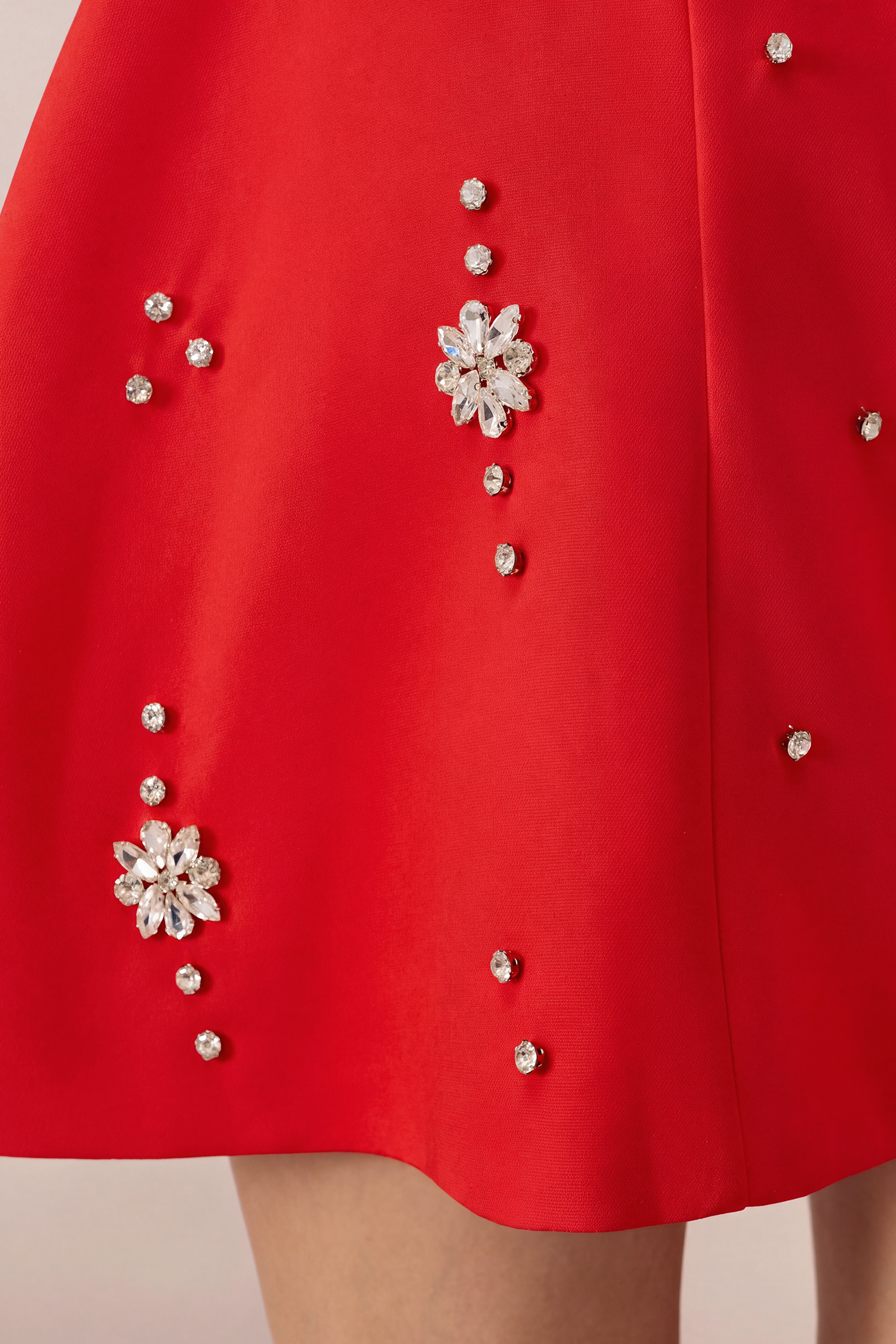 Keep It Sweet Square Neck Crystal Embellished Mini Dress