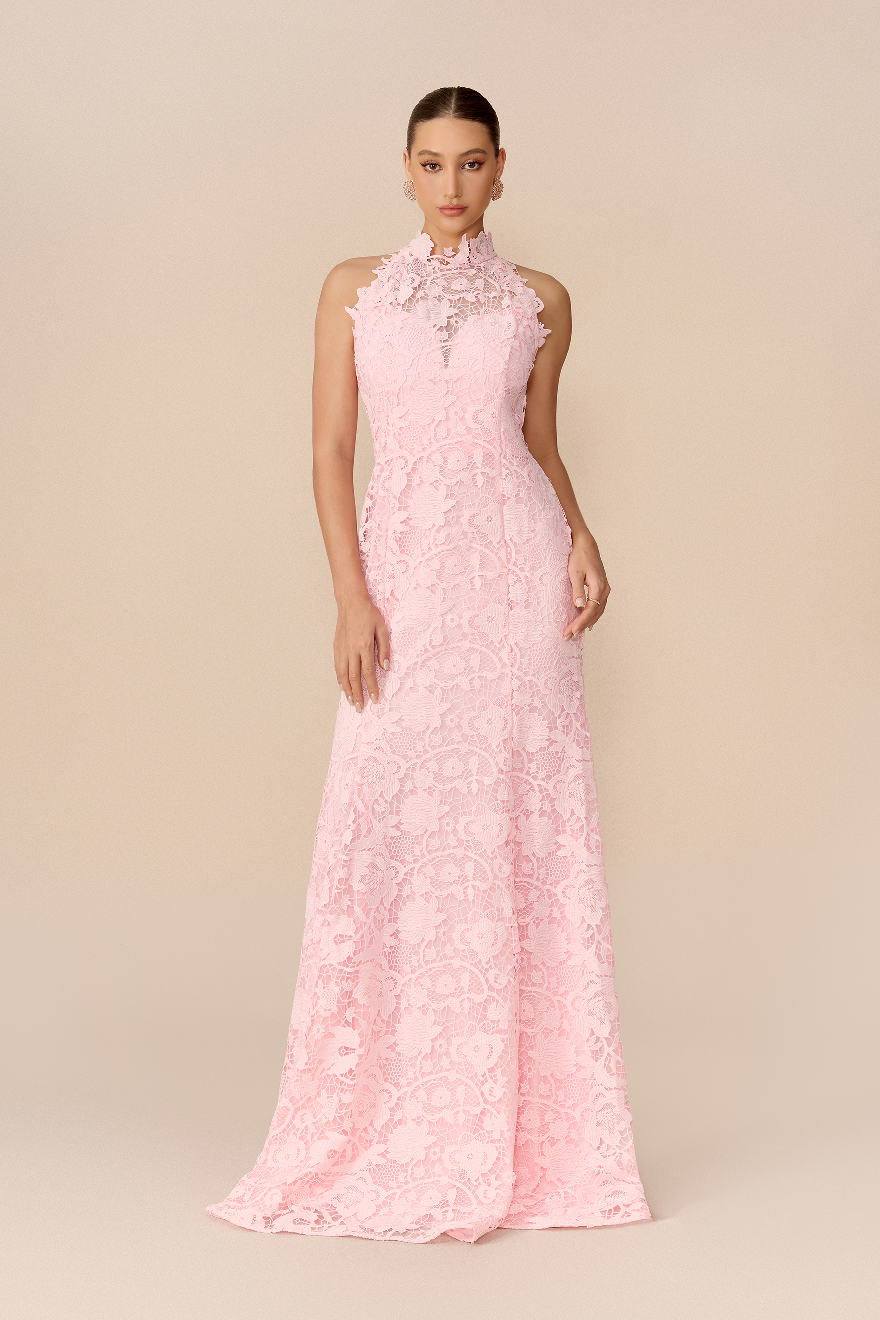 Take My Heart Pink Floral Lace Sleeveless Maxi Dress