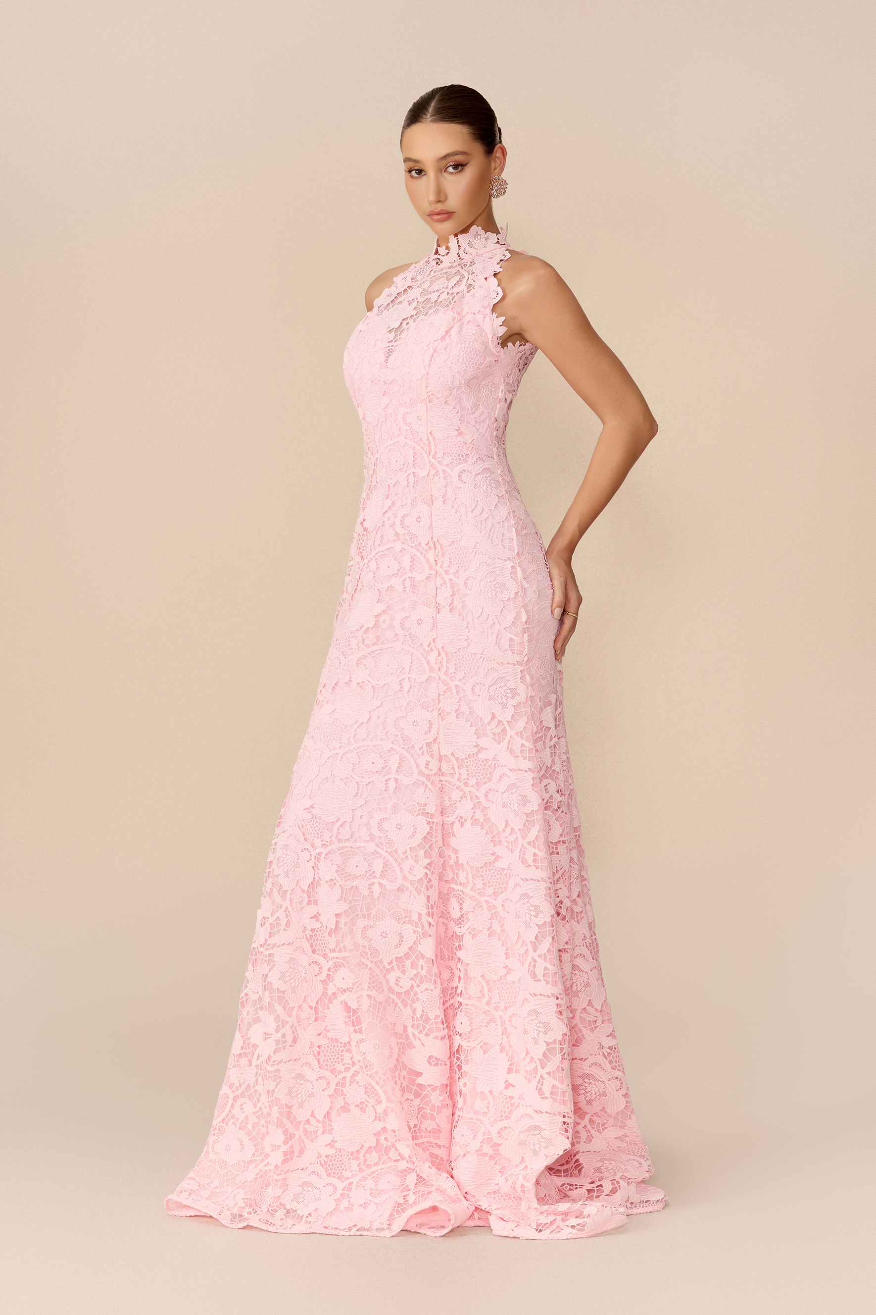 Take My Heart Pink Floral Lace Sleeveless Maxi Dress
