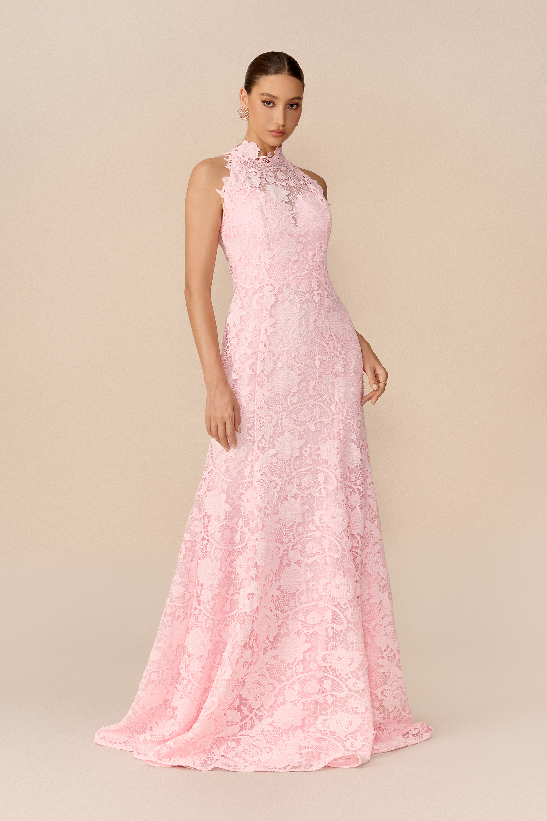 Take My Heart Pink Floral Lace Sleeveless Maxi Dress