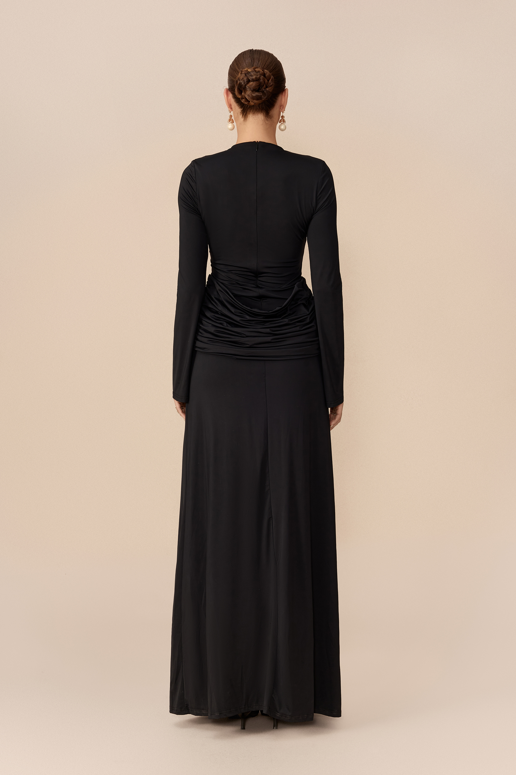 Signature Style Black Beaded Fringe Cutout Maxi Dress