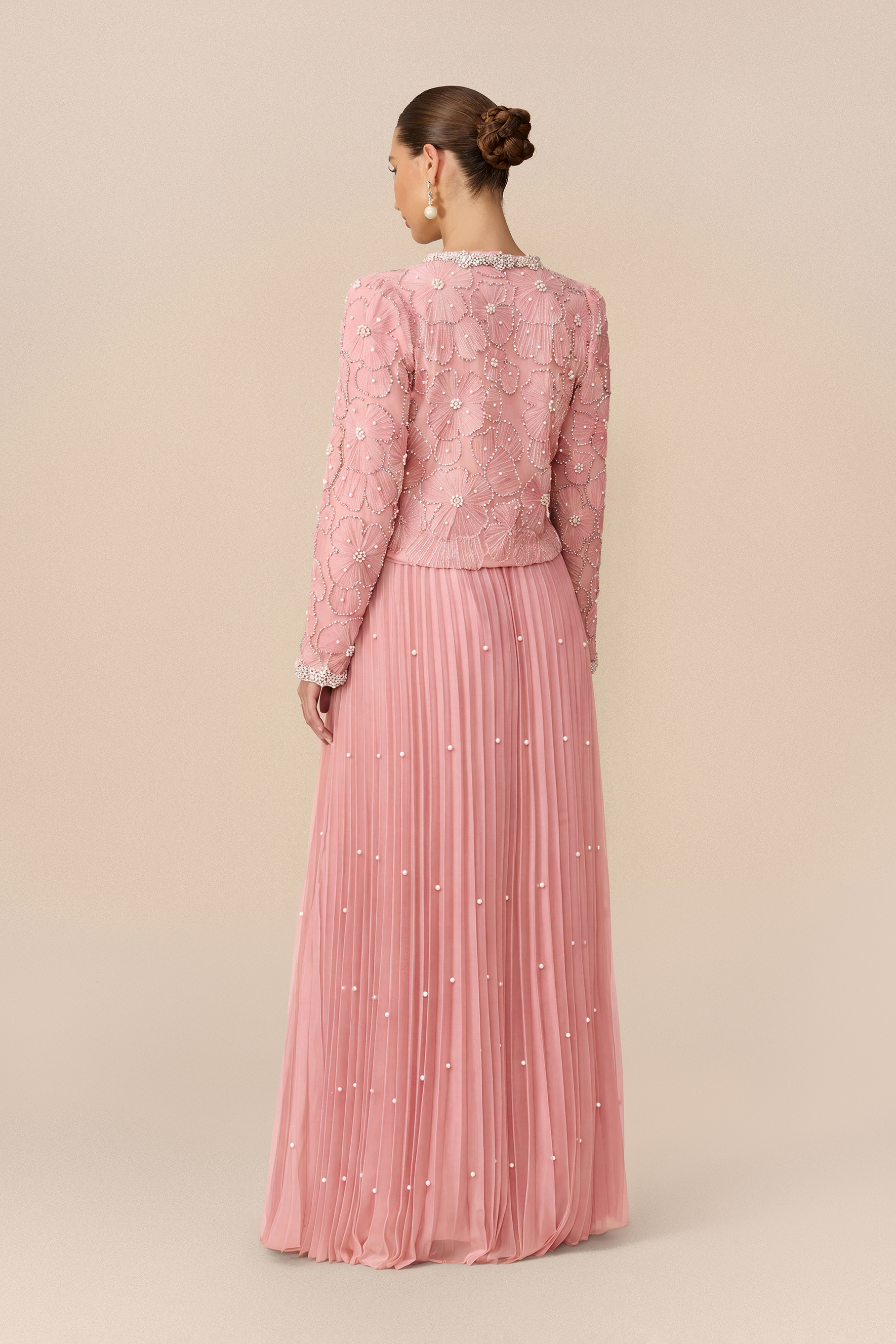 Memorable Night Embellished Cropped Jacket & Pleated Skirt Set