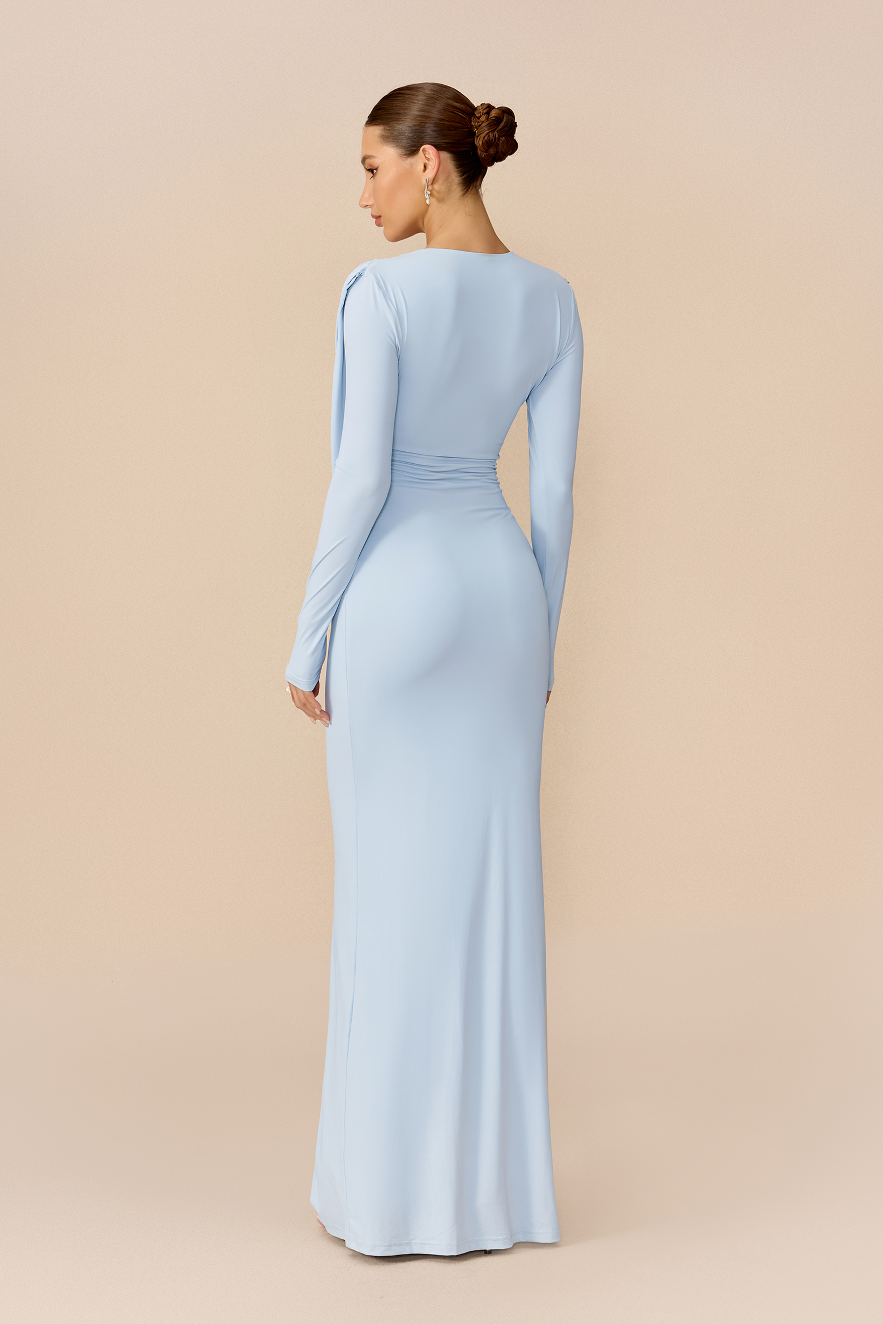 Dangerous Romance Blue Cowl Neck Draped Maxi Dress