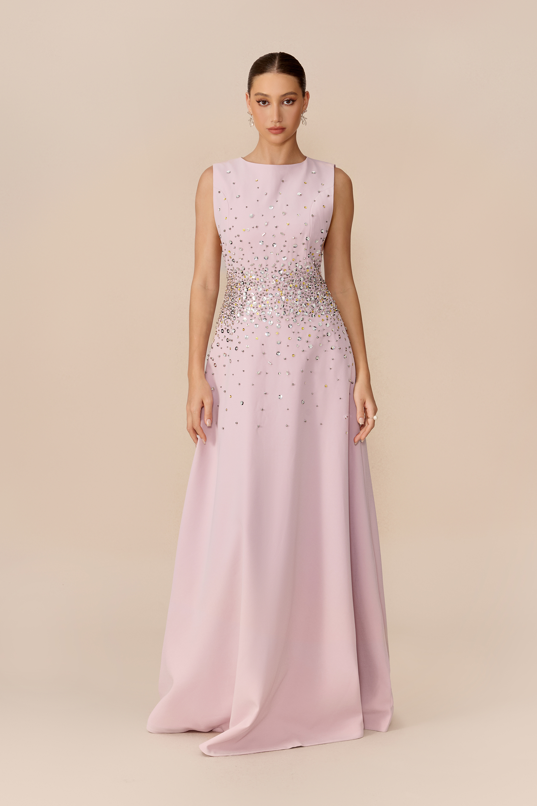 Falling For It Pink Crystal Embellished Sleeveless Maxi Dress